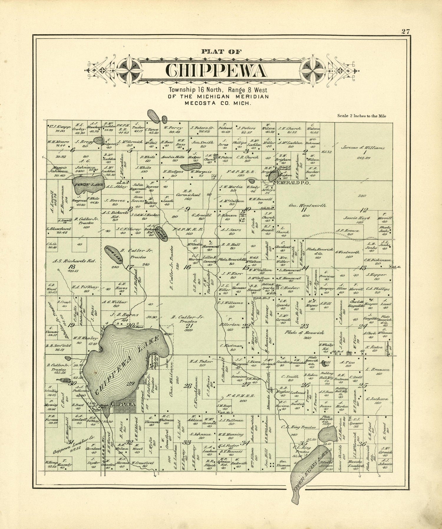 Plat of Chippewa from Plat Book of Mecosta County, Michigan 1900 by Relic Map Company