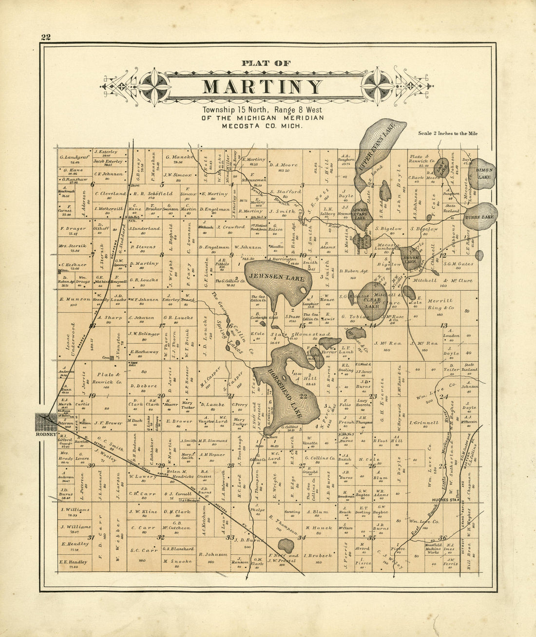 Plat of Martiny from Plat Book of Mecosta County, Michigan 1900 by Relic Map Company