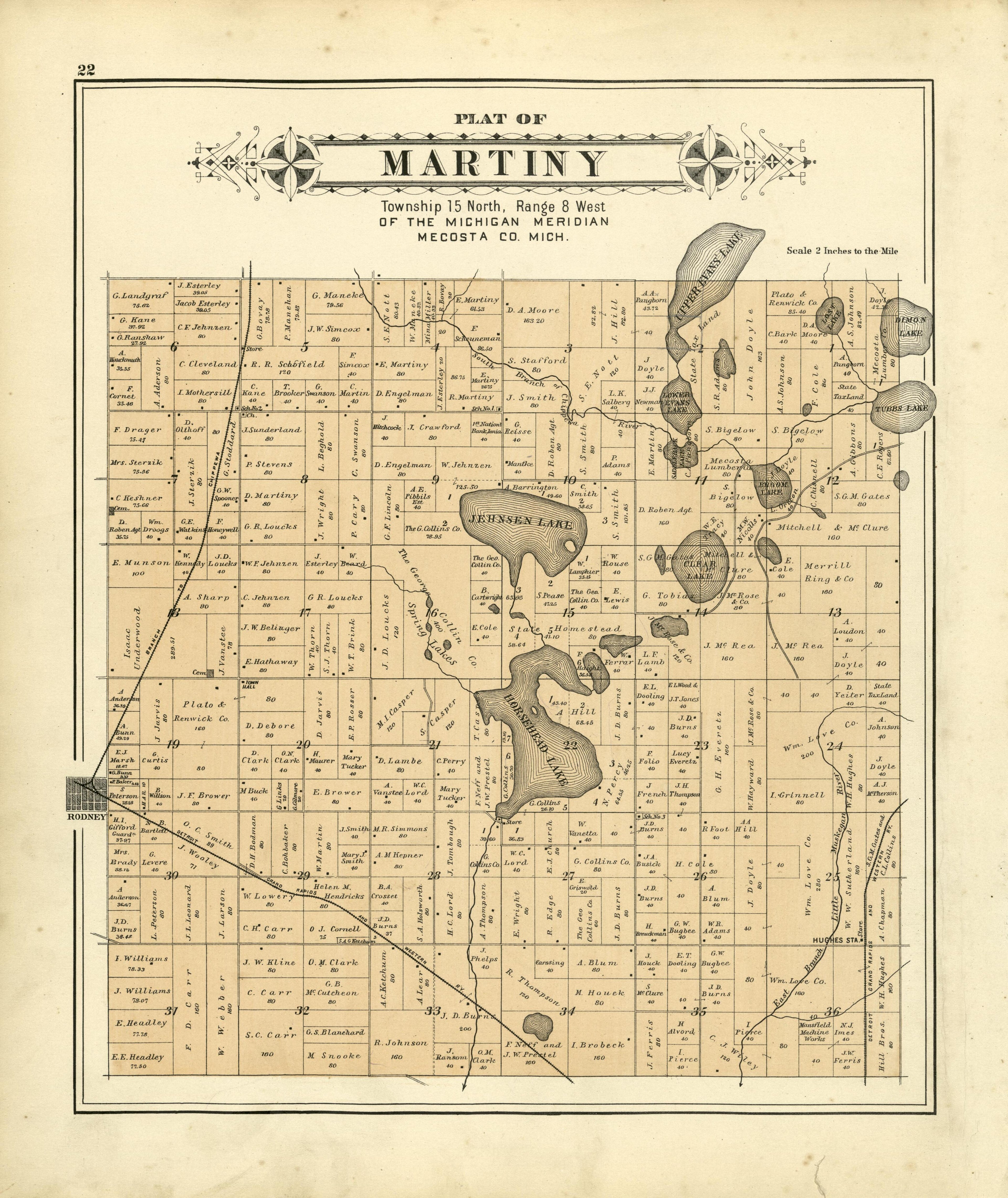 Plat of Martiny from Plat Book of Mecosta County, Michigan 1900 by Relic Map Company