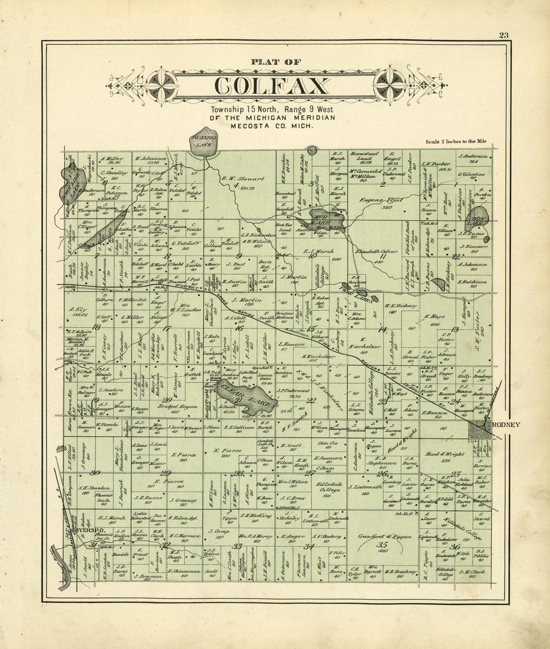 Plat of Colfax from Plat Book of Mecosta County, Michigan 1900 by Relic Map Company