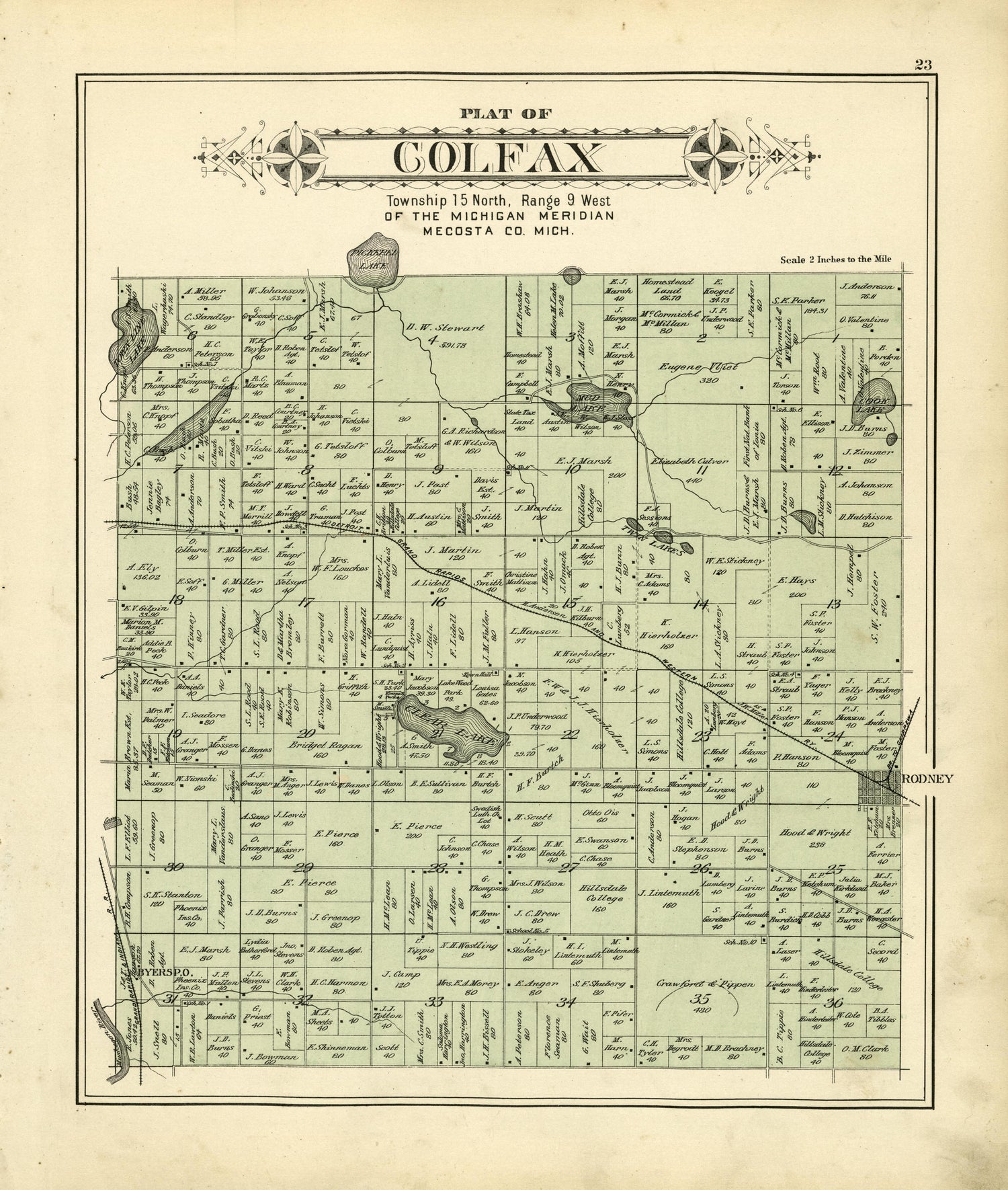 Plat of Colfax from Plat Book of Mecosta County, Michigan 1900 by Relic Map Company