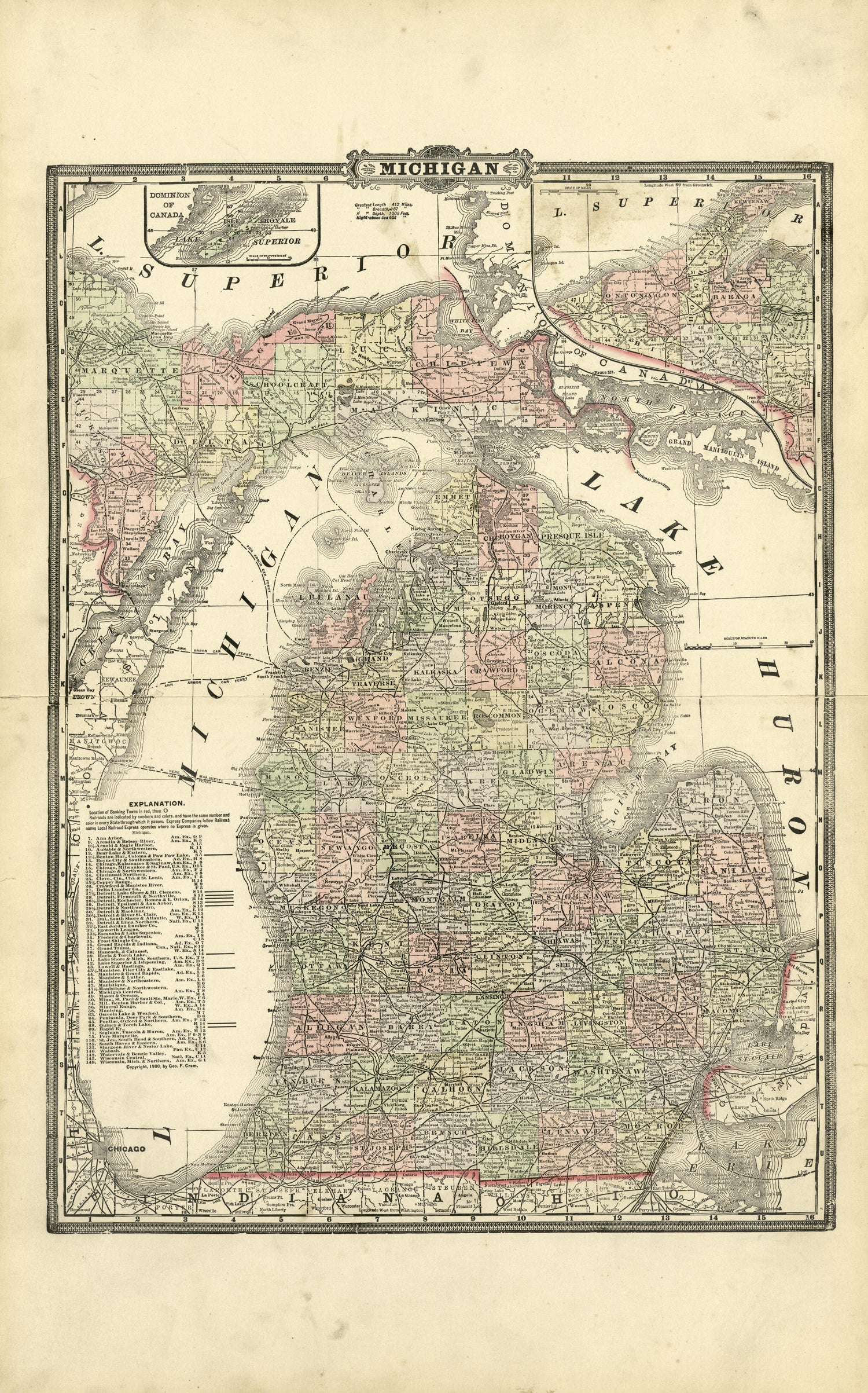 Michigan from Plat Book of Mecosta County, Michigan 1900 by Relic Map Company