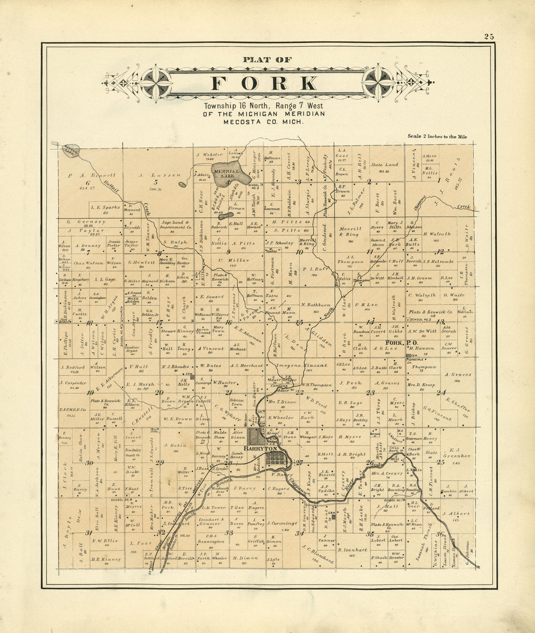 Plat of Fork from Plat Book of Mecosta County, Michigan 1900 by Relic Map Company
