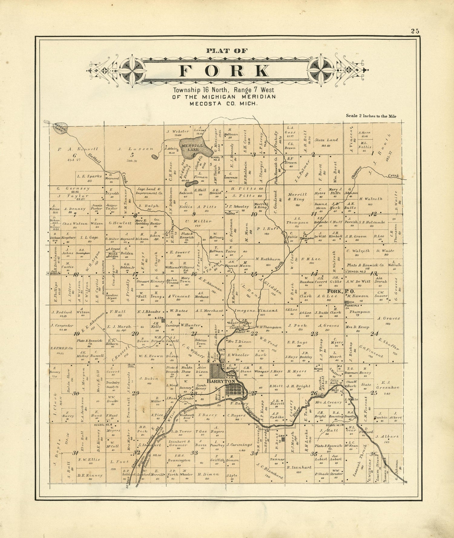 Plat of Fork from Plat Book of Mecosta County, Michigan 1900 by Relic Map Company