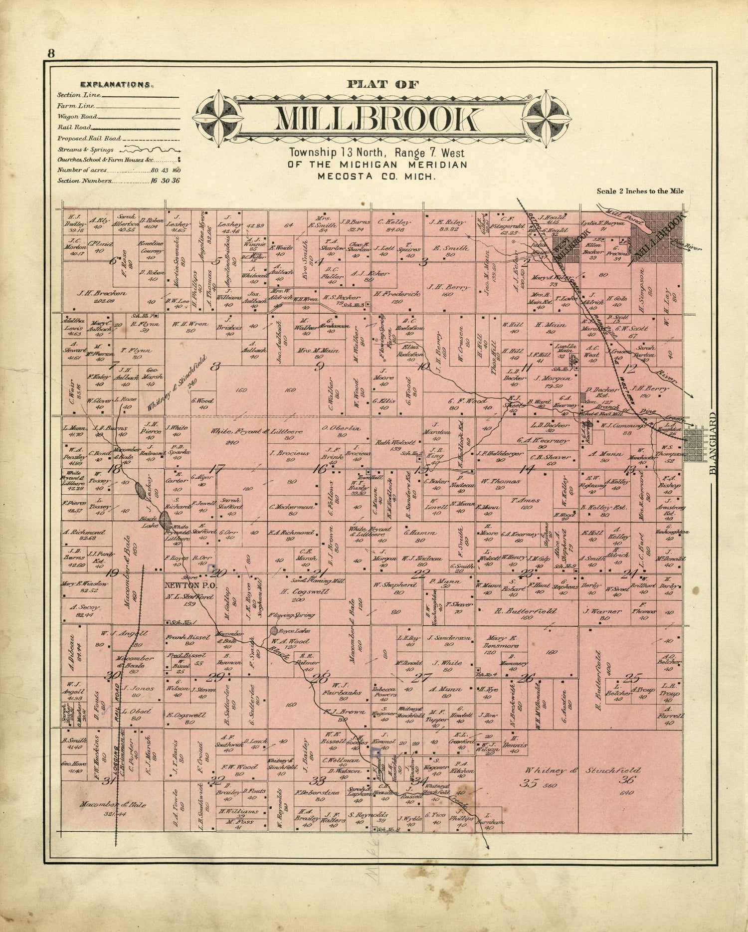 Plat of Millbrook from Plat Book of Mecosta County, Michigan 1900 by Relic Map Company