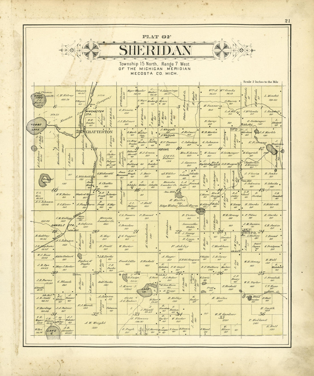 Plat of Sheridan from Plat Book of Mecosta County, Michigan 1900 by Relic Map Company