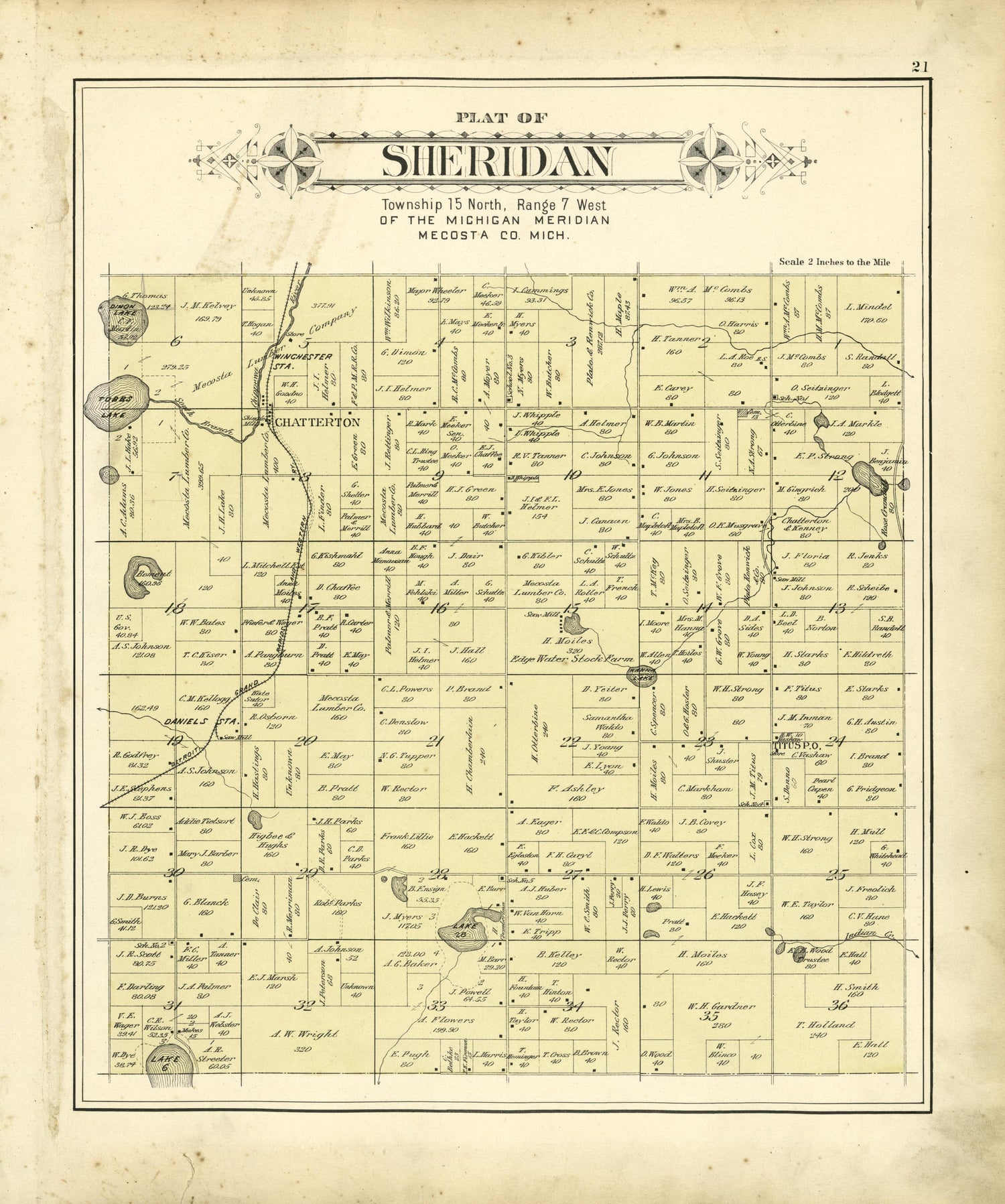 Plat of Sheridan from Plat Book of Mecosta County, Michigan 1900 by Relic Map Company