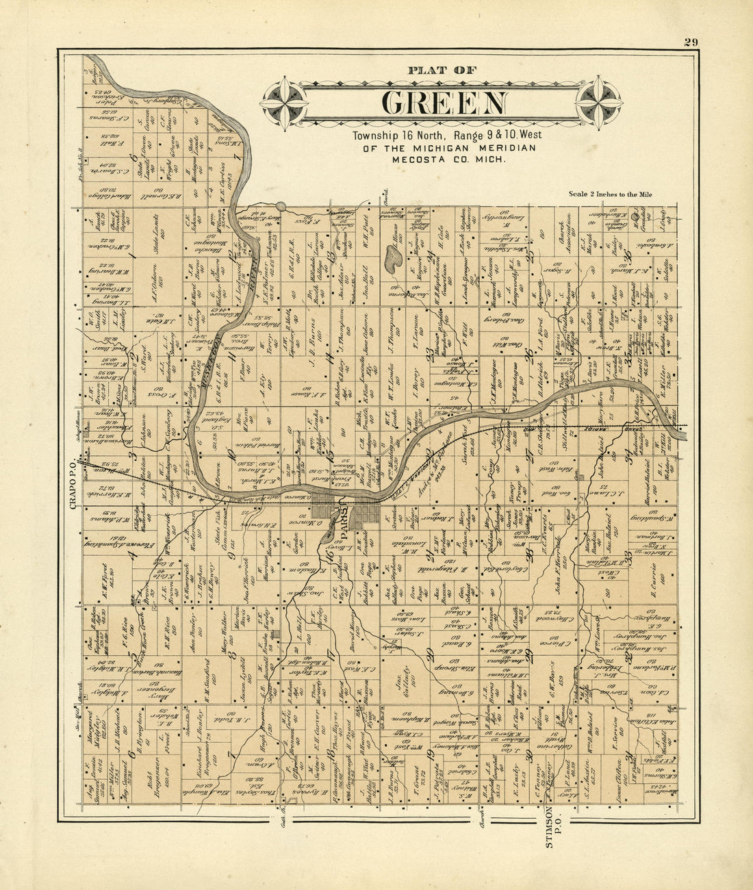 Plat of Green from Plat Book of Mecosta County, Michigan 1900 by Relic Map Company