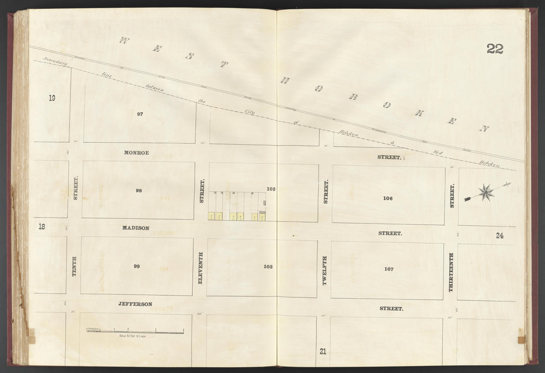 This old map of Albany, Hoboken, New Jersey, New York,  was created by Spielmann &amp; Brush in 1873