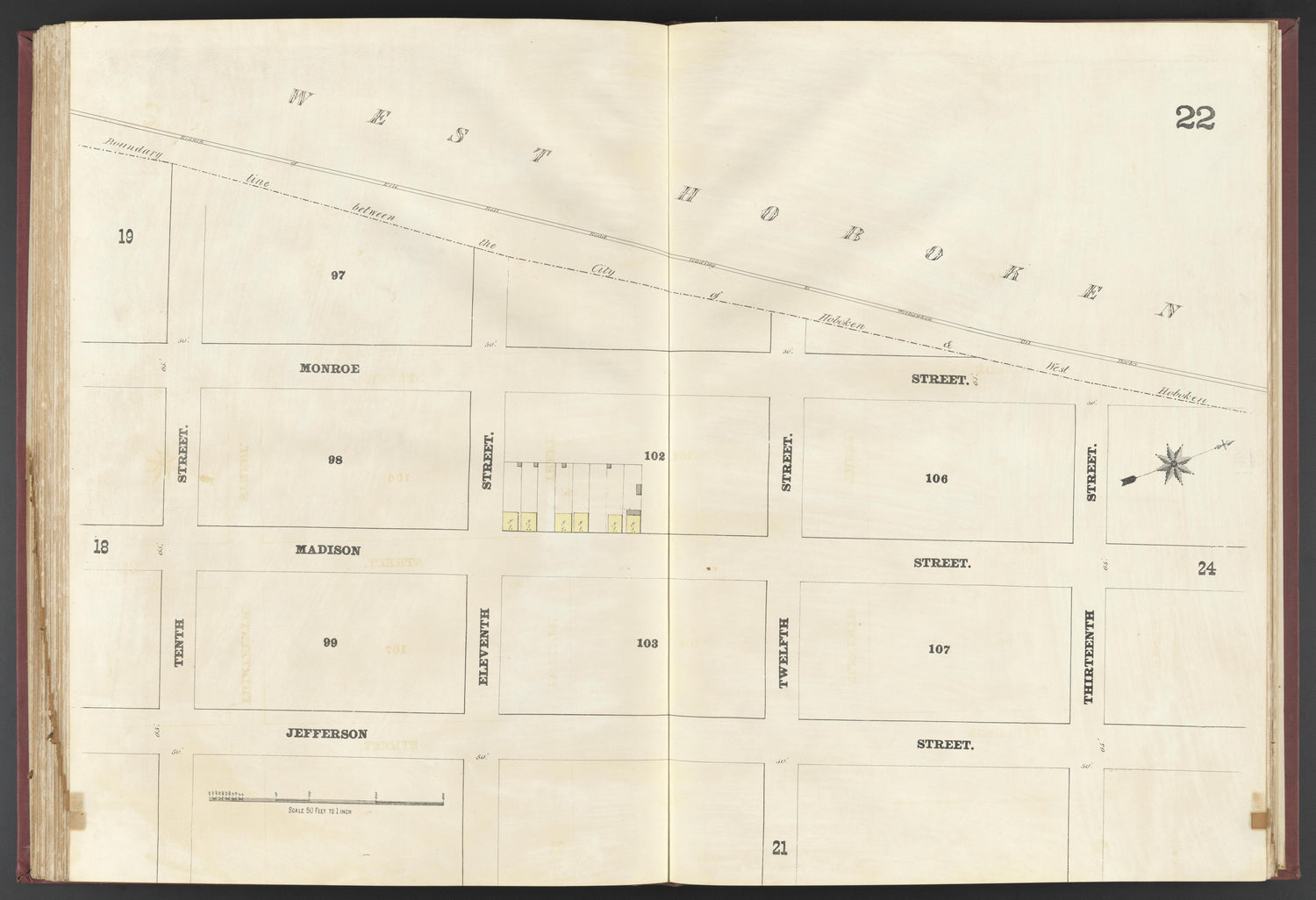 This old map of Albany, Hoboken, New Jersey, New York,  was created by Spielmann &amp; Brush in 1873