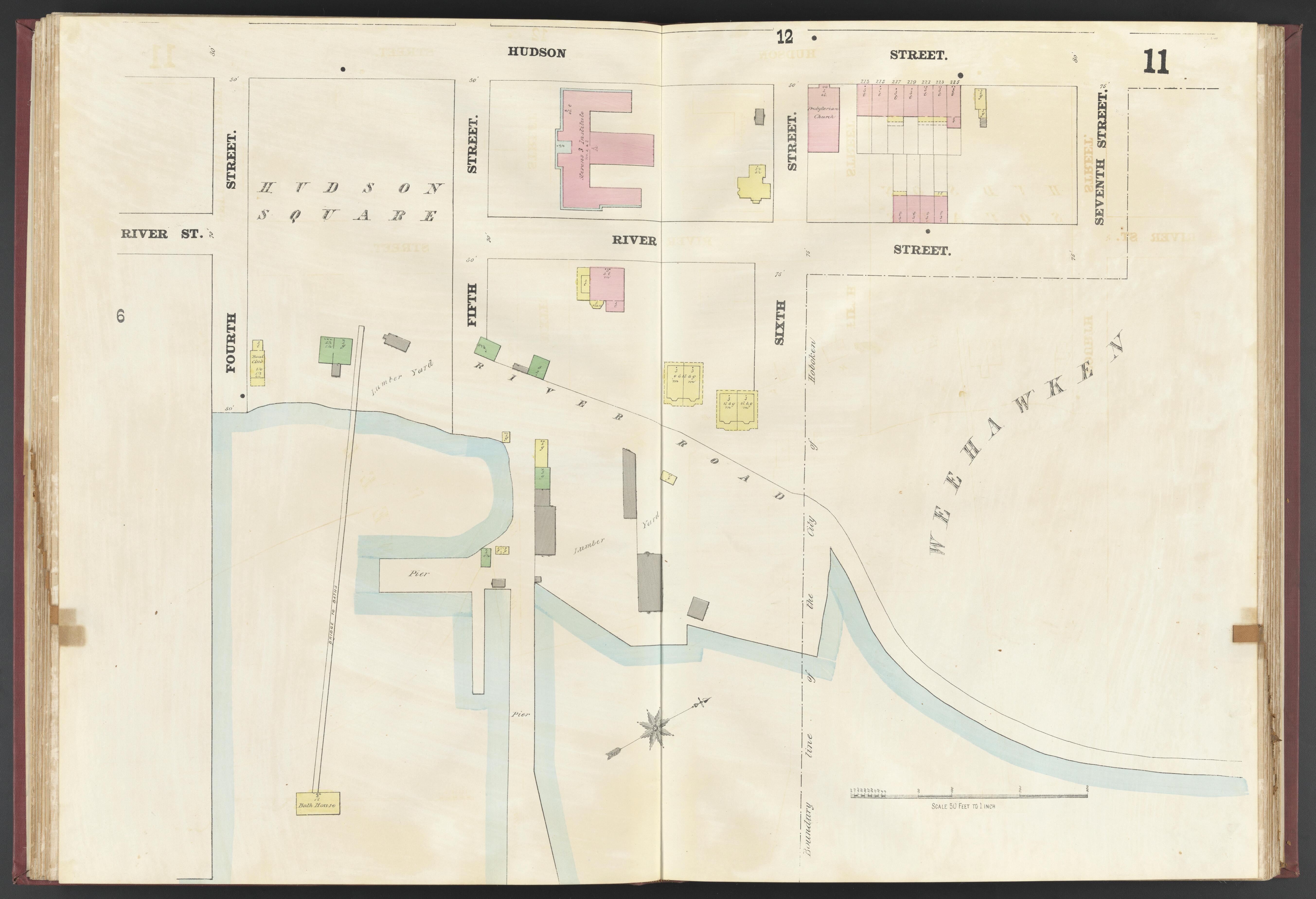 This old map of Albany, Hoboken, New Jersey, New York,  was created by Spielmann &amp; Brush in 1873