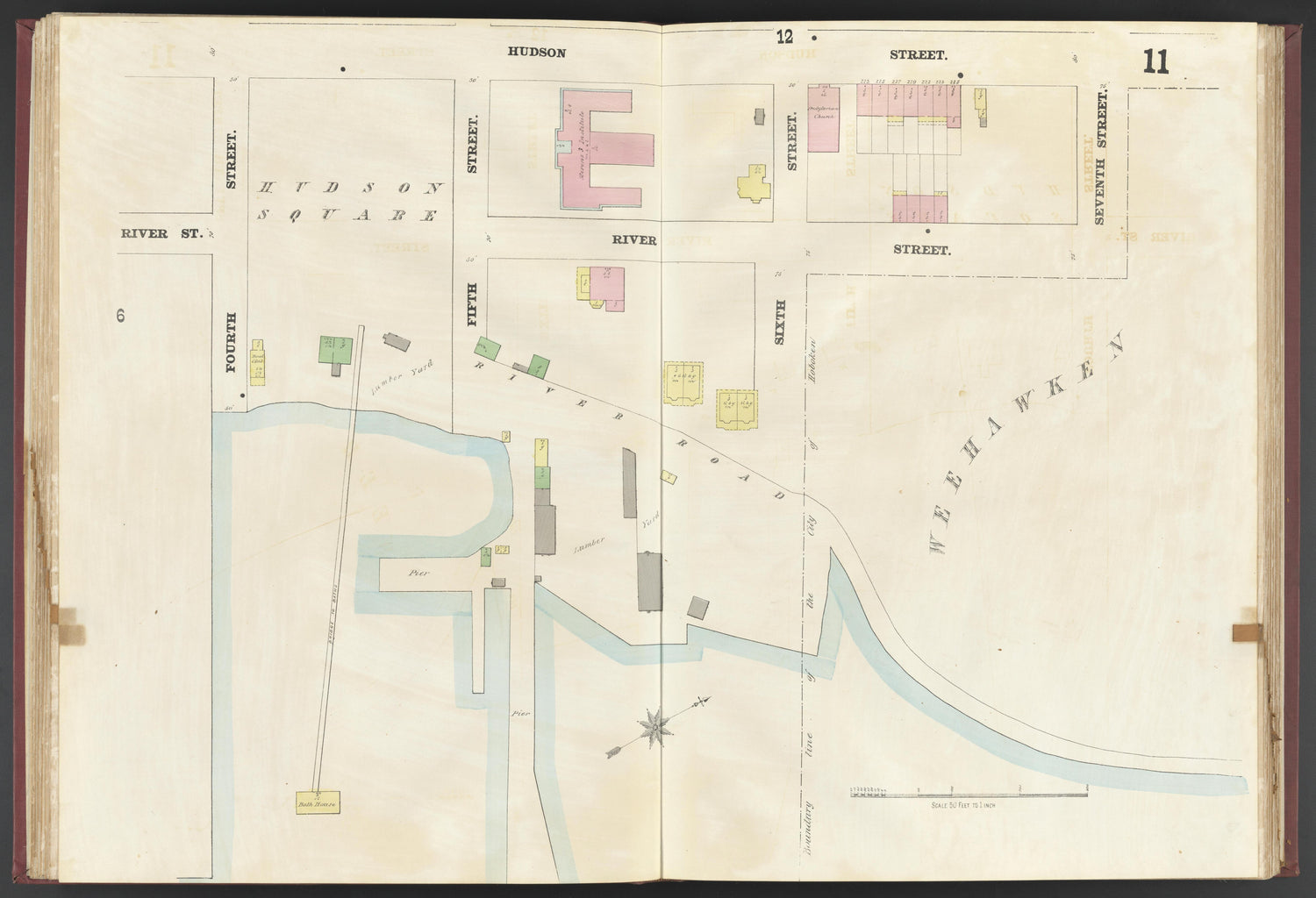 This old map of Albany, Hoboken, New Jersey, New York,  was created by Spielmann &amp; Brush in 1873