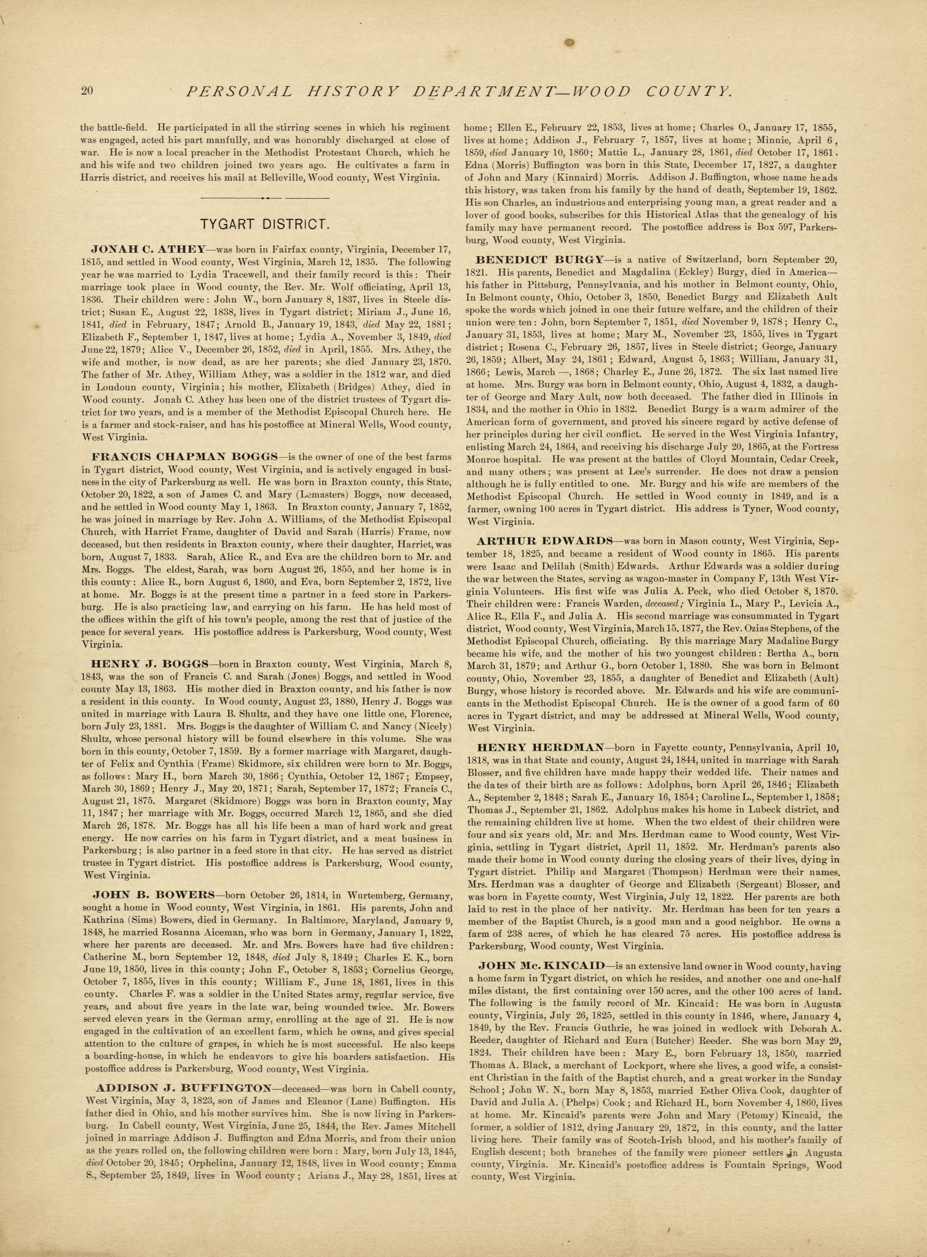 This old map of Pleasants County, , West Virginia, Wood County was created by H.H. Hardesty (Firm) in 1882