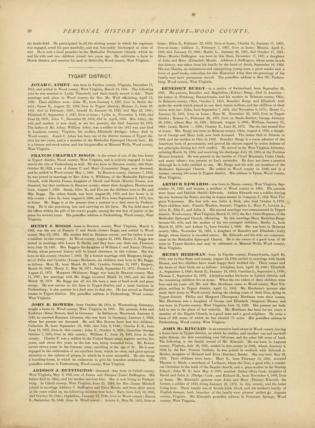 This old map of Pleasants County, , West Virginia, Wood County was created by H.H. Hardesty (Firm) in 1882