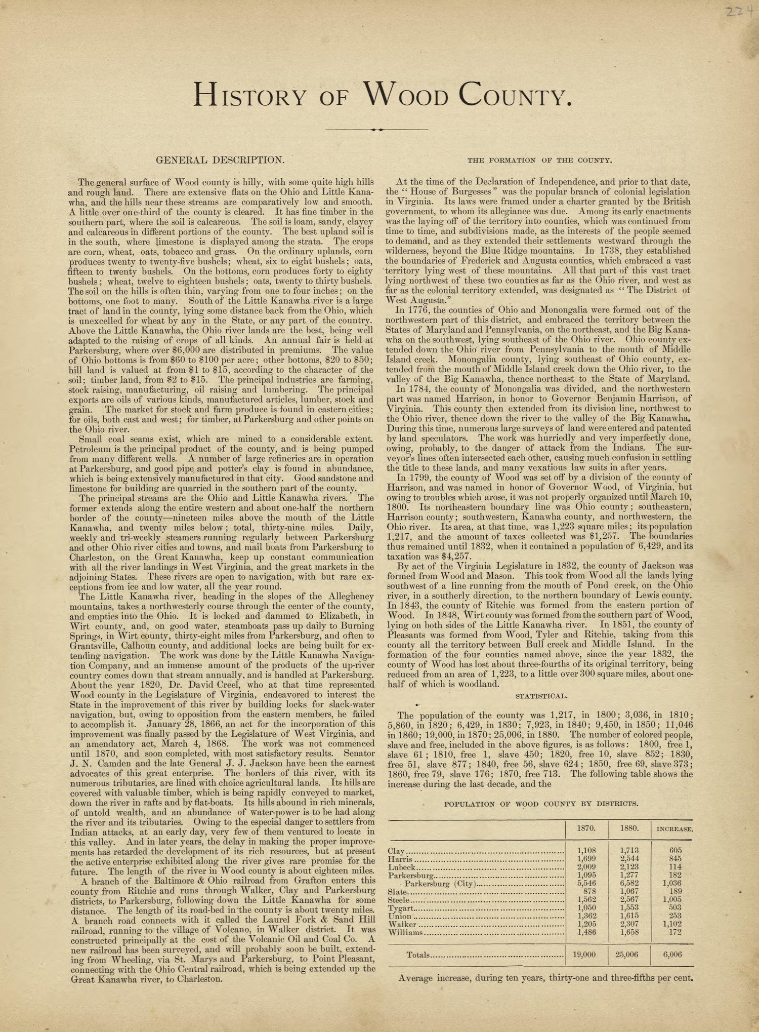 History of Wood County from Historical Hand-atlas, Illustrated, Containing Large Scale Copper Plate Maps of Each State and Territory of the United States, and the Provinces of Canada, Together With a Complete Reference Map of the World, … 1882 by Relic Map Company
