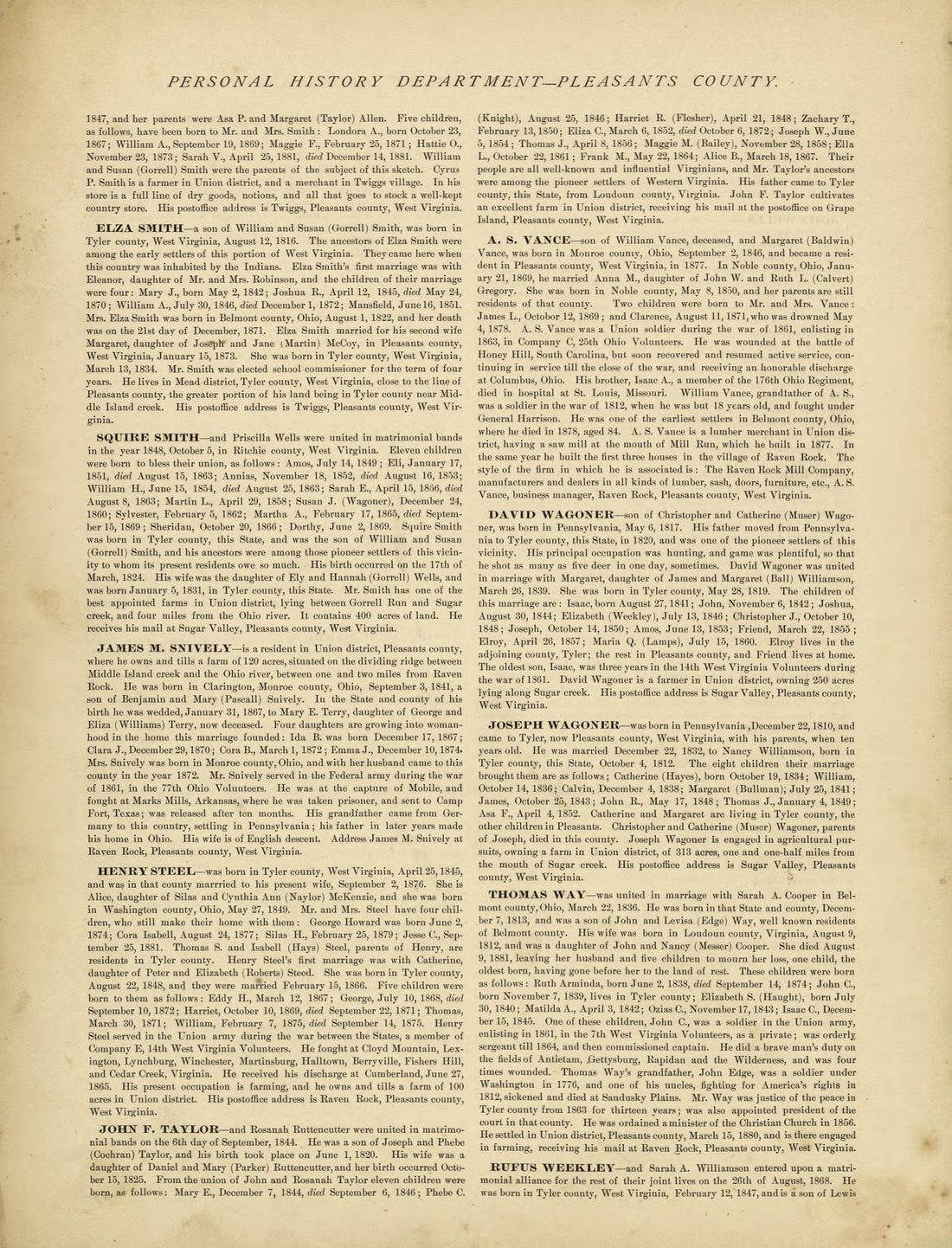 This old map of Pleasants County, , West Virginia, Wood County was created by H.H. Hardesty (Firm) in 1882