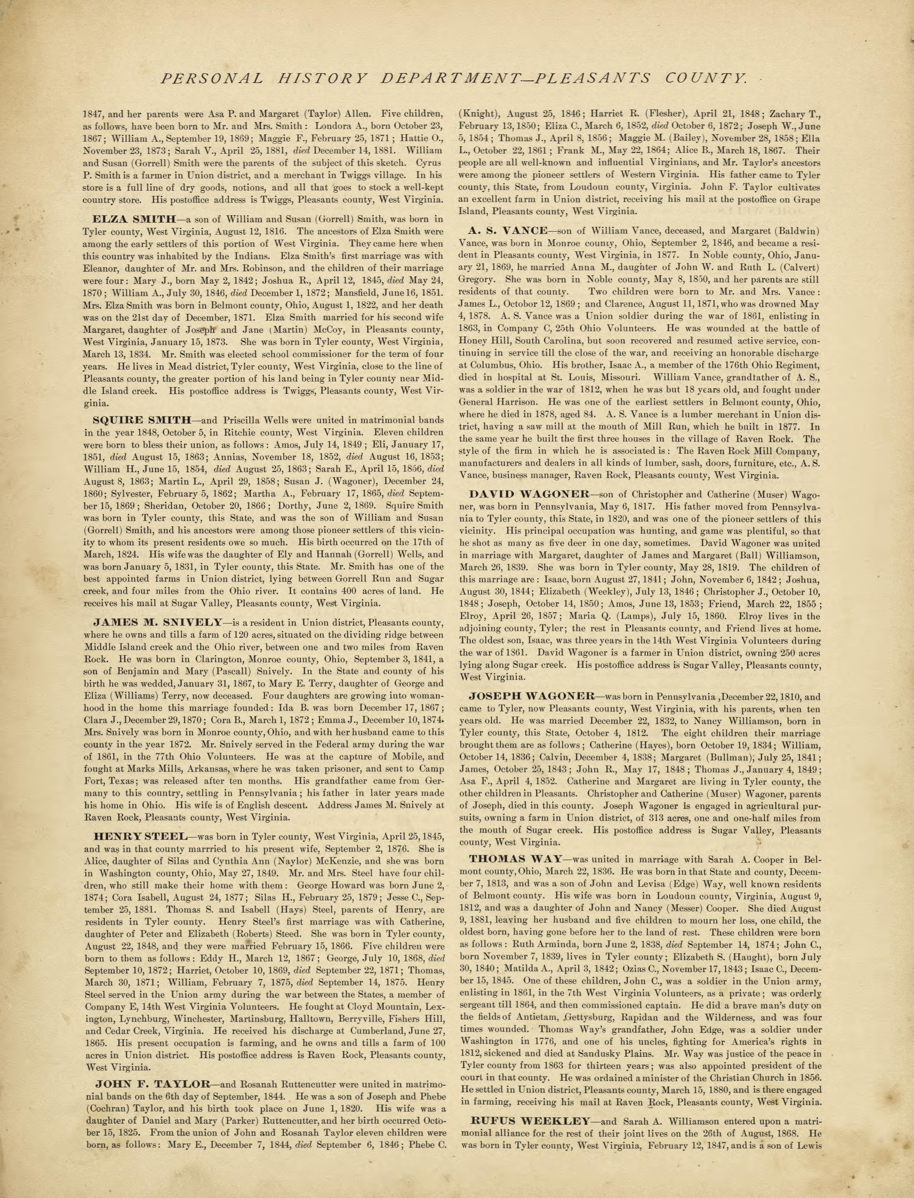 This old map of Pleasants County, , West Virginia, Wood County was created by H.H. Hardesty (Firm) in 1882