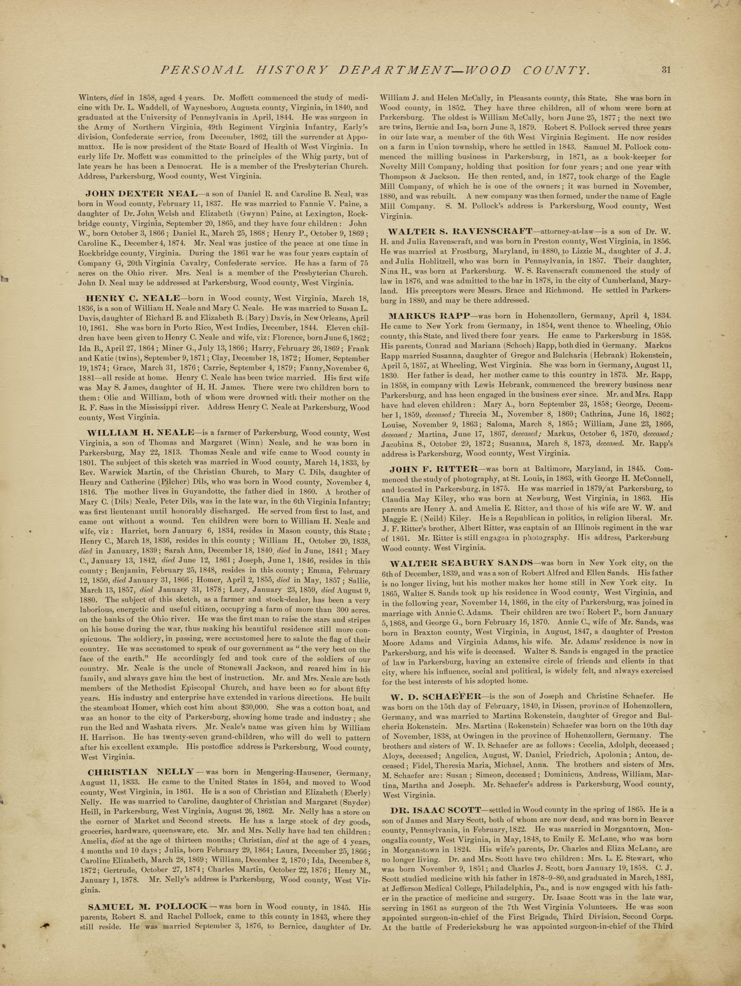 This old map of Pleasants County, , West Virginia, Wood County was created by H.H. Hardesty (Firm) in 1882