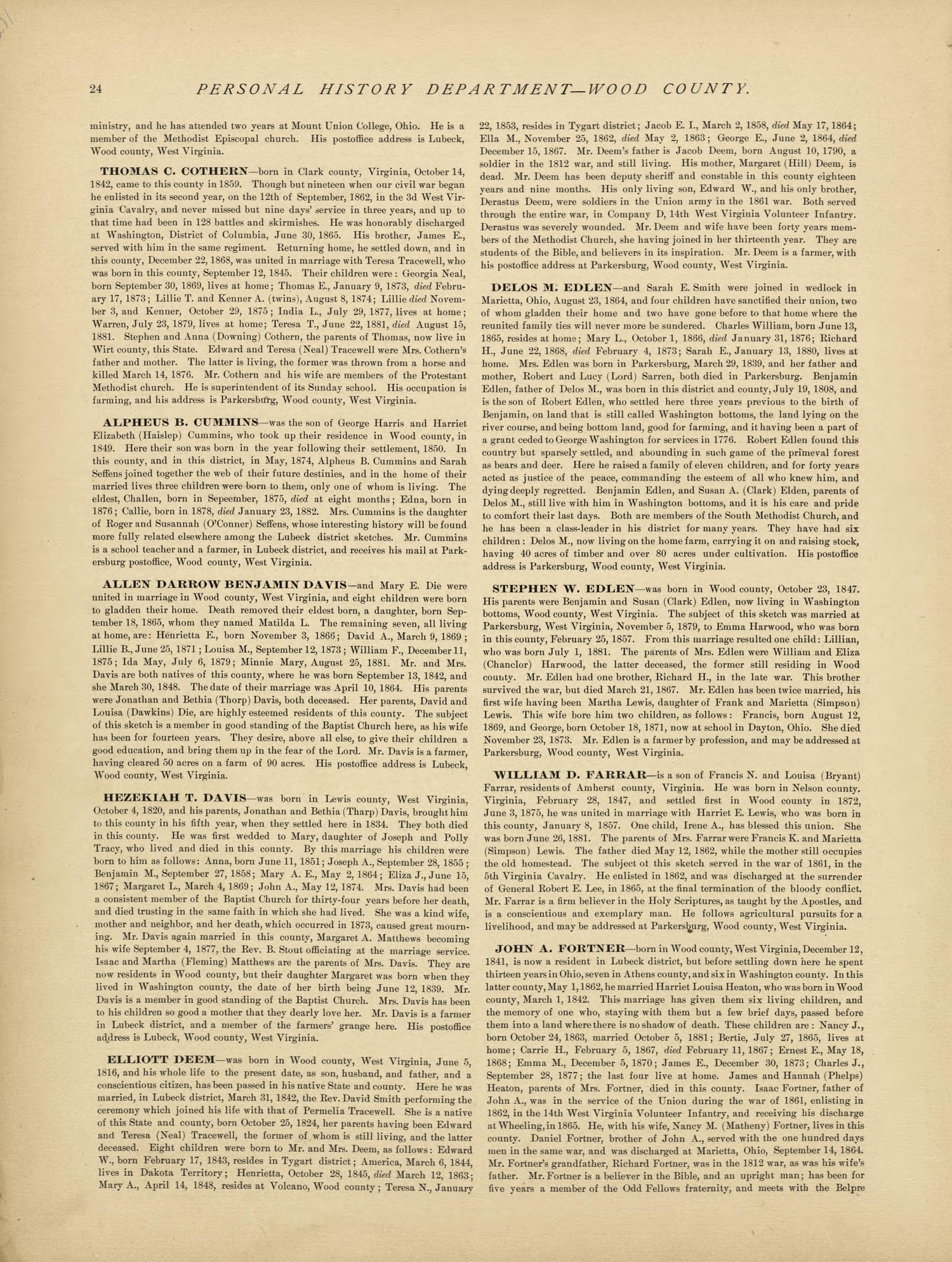 This old map of Pleasants County, , West Virginia, Wood County was created by H.H. Hardesty (Firm) in 1882
