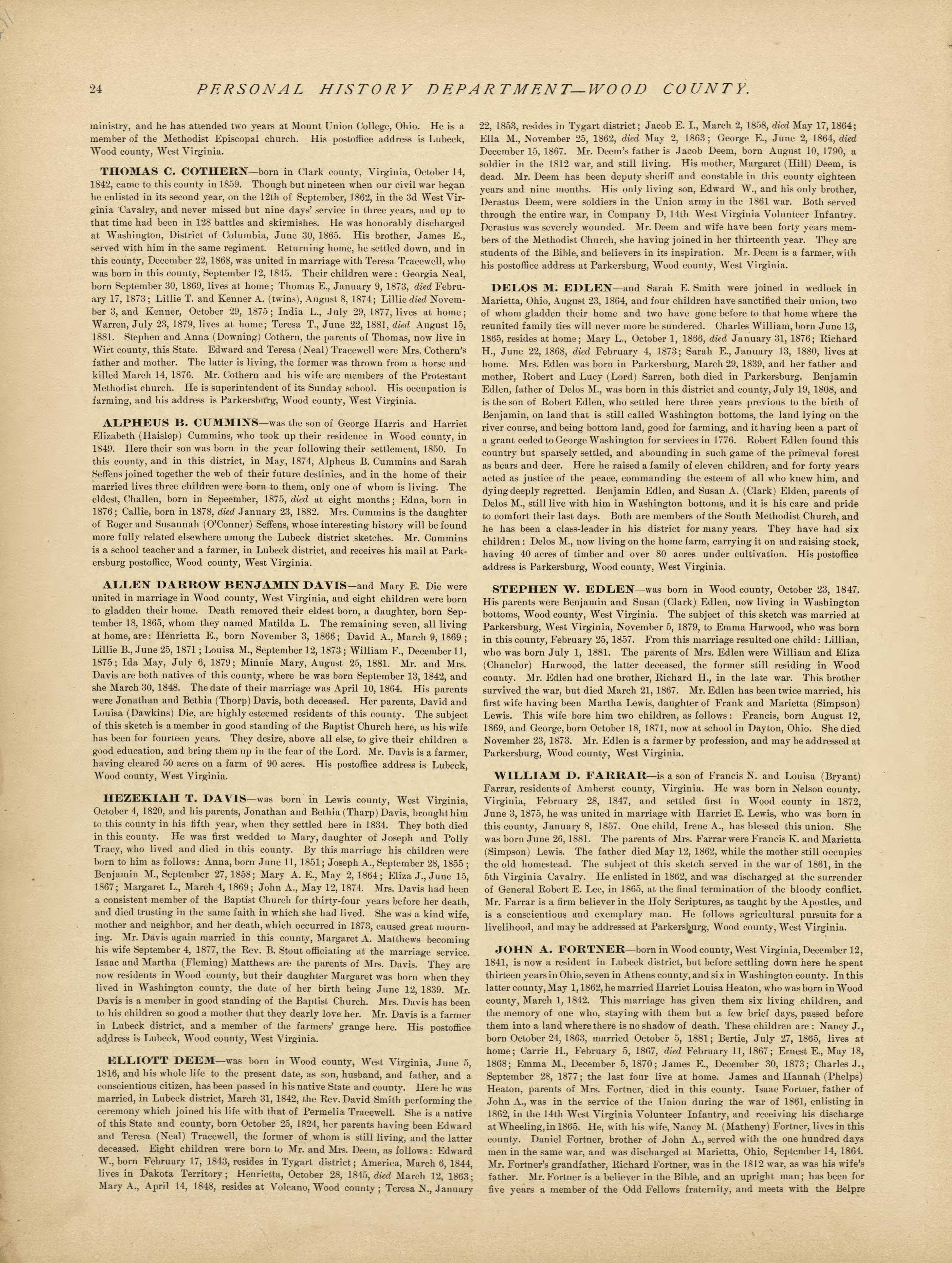 This old map of Pleasants County, , West Virginia, Wood County was created by H.H. Hardesty (Firm) in 1882