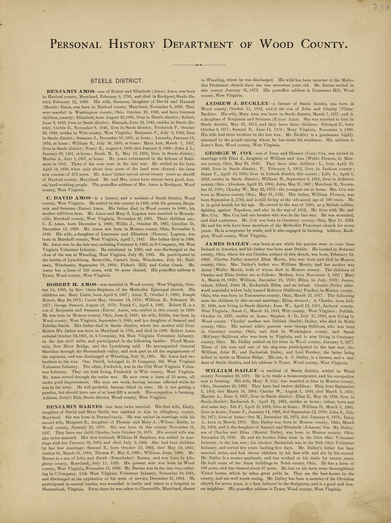 This old map of Pleasants County, , West Virginia, Wood County was created by H.H. Hardesty (Firm) in 1882