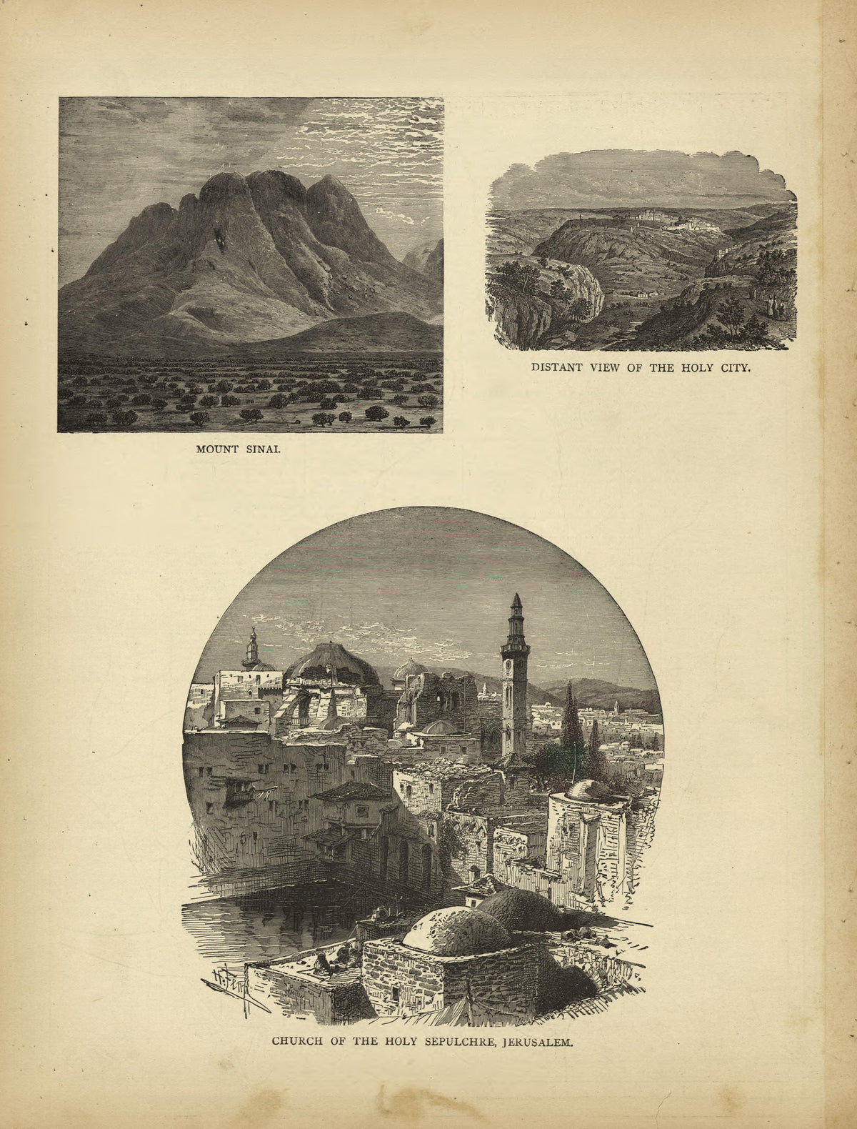 Mt Sinai, Distant View of the Holy City, Church of the Holy Sepulchre, Jerusalem from Historical Hand-atlas, Illustrated, Containing Large Scale Copper Plate Maps of Each State and Territory of the United States, and the Provinces of Canada, Together ... by Relic Map Company