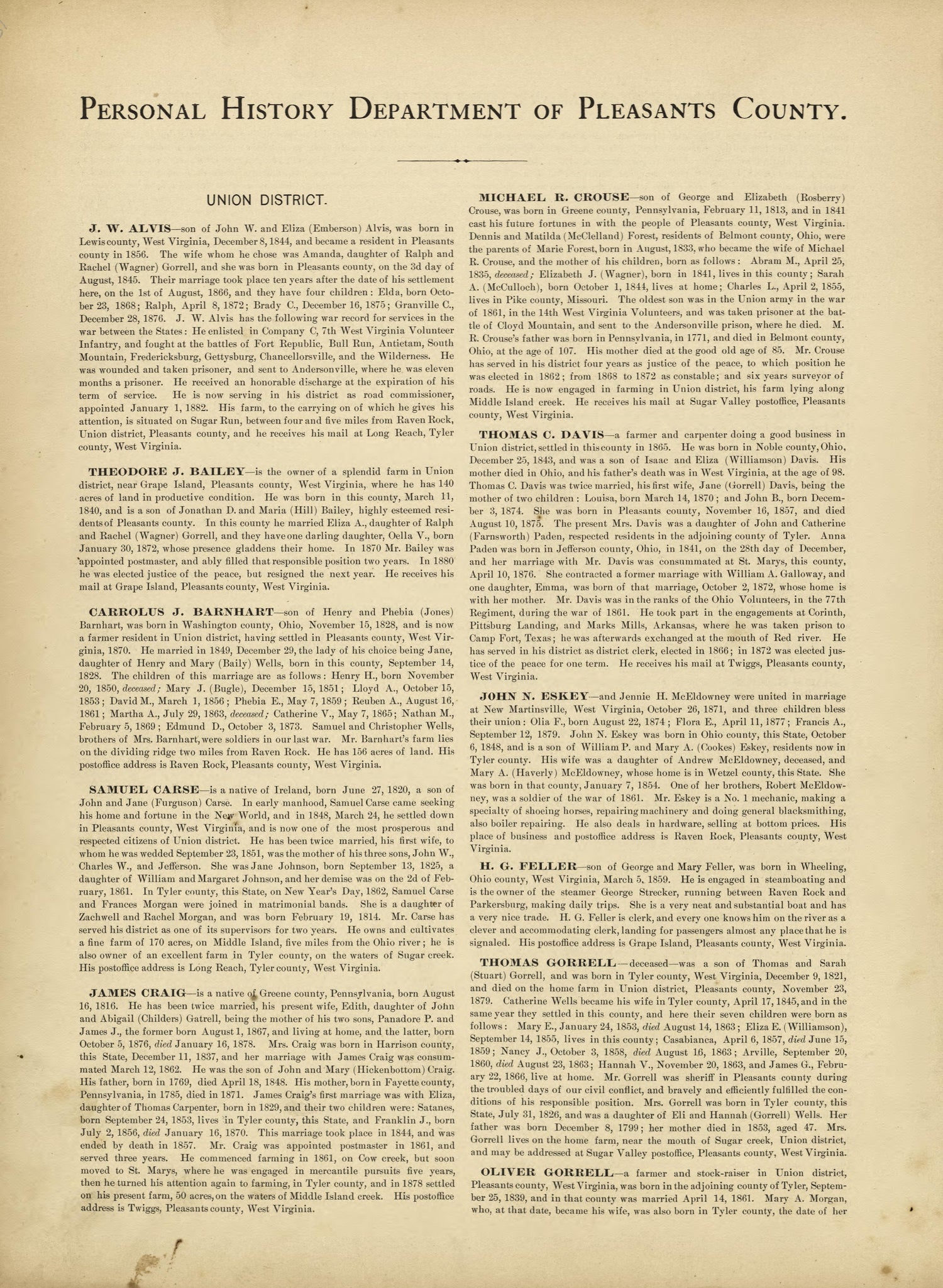 This old map of Pleasants County, , West Virginia, Wood County was created by H.H. Hardesty (Firm) in 1882