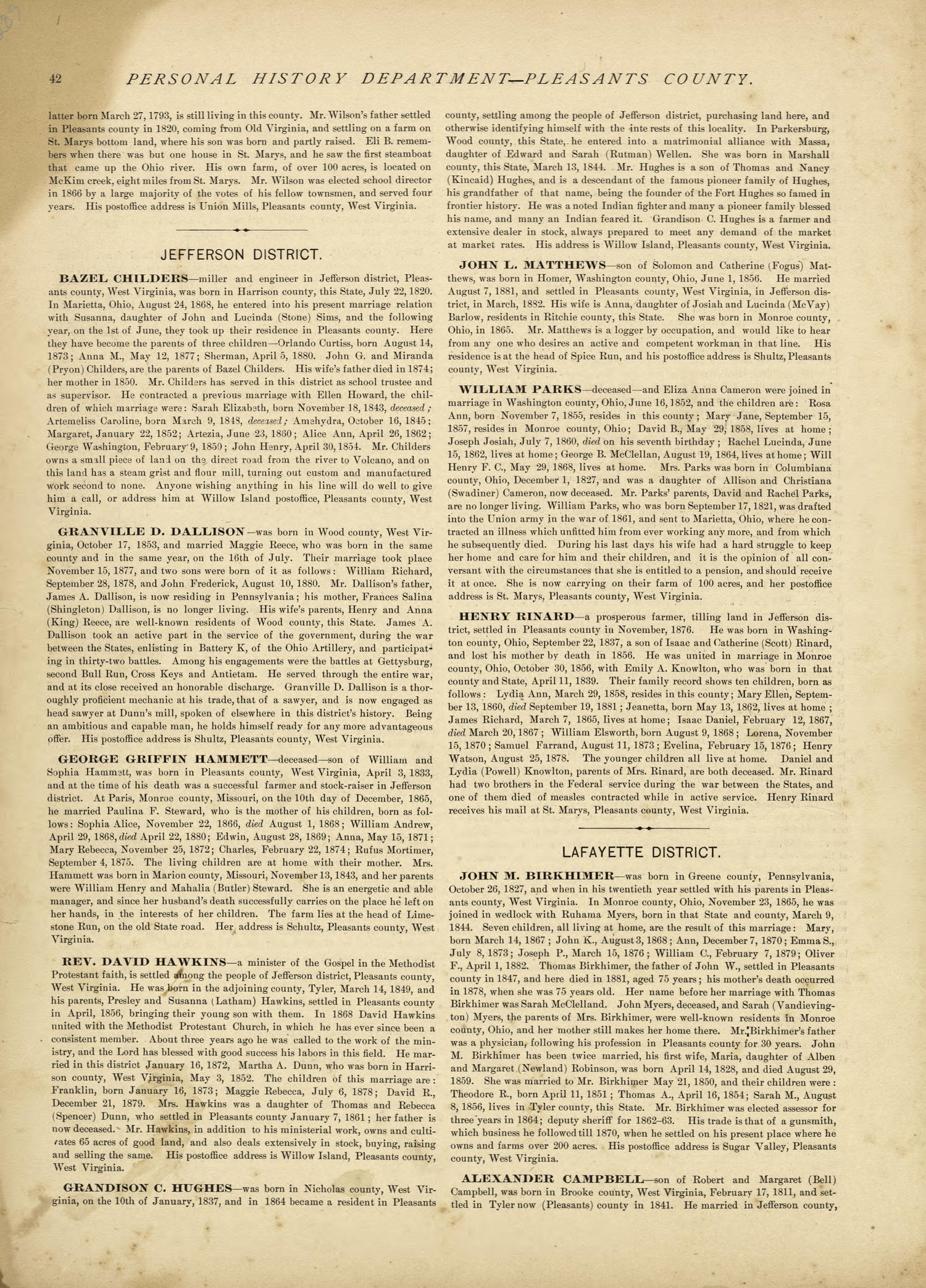This old map of Pleasants County, , West Virginia, Wood County was created by H.H. Hardesty (Firm) in 1882