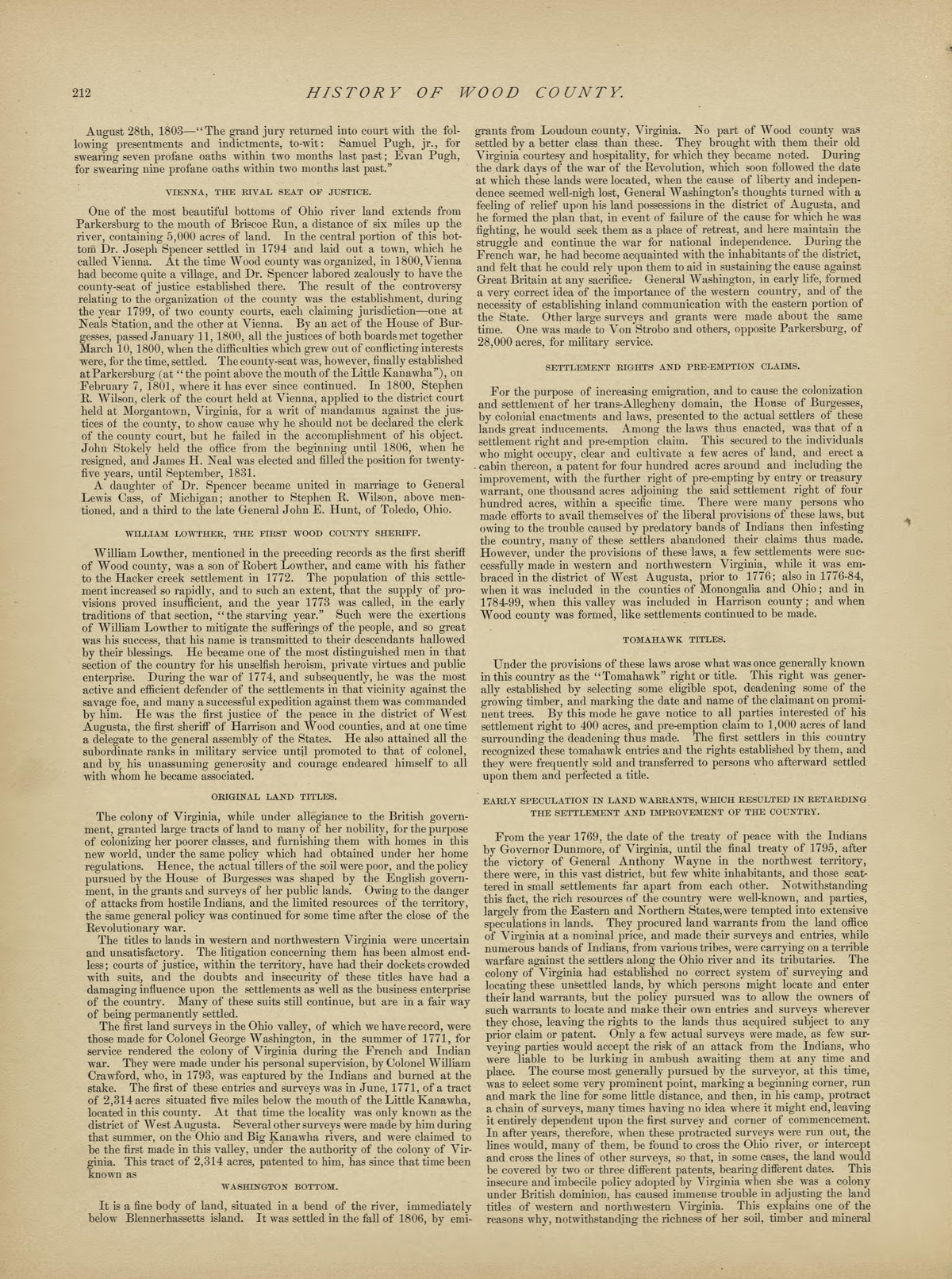 History of Wood County - Continued from Historical Hand-atlas, Illustrated, Containing Large Scale Copper Plate Maps of Each State and Territory of the United States, and the Provinces of Canada, Together With a Complete Reference Map of the World, �... by Relic Map Company