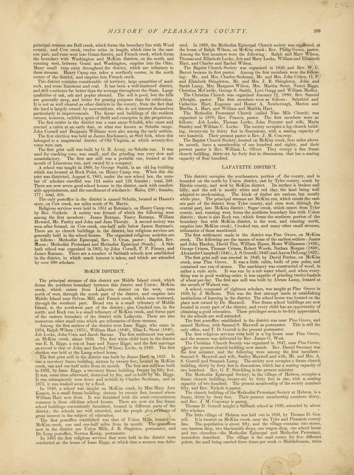 History of Pleasants County - Continued from Historical Hand-atlas, Illustrated, Containing Large Scale Copper Plate Maps of Each State and Territory of the United States, and the Provinces of Canada, Together With a Complete Reference Map of the Worl... by Relic Map Company