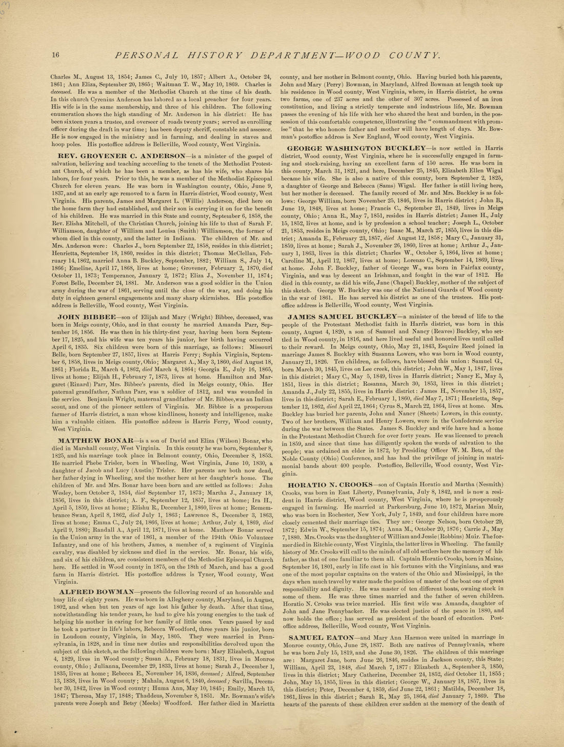 This old map of Pleasants County, , West Virginia, Wood County was created by H.H. Hardesty (Firm) in 1882