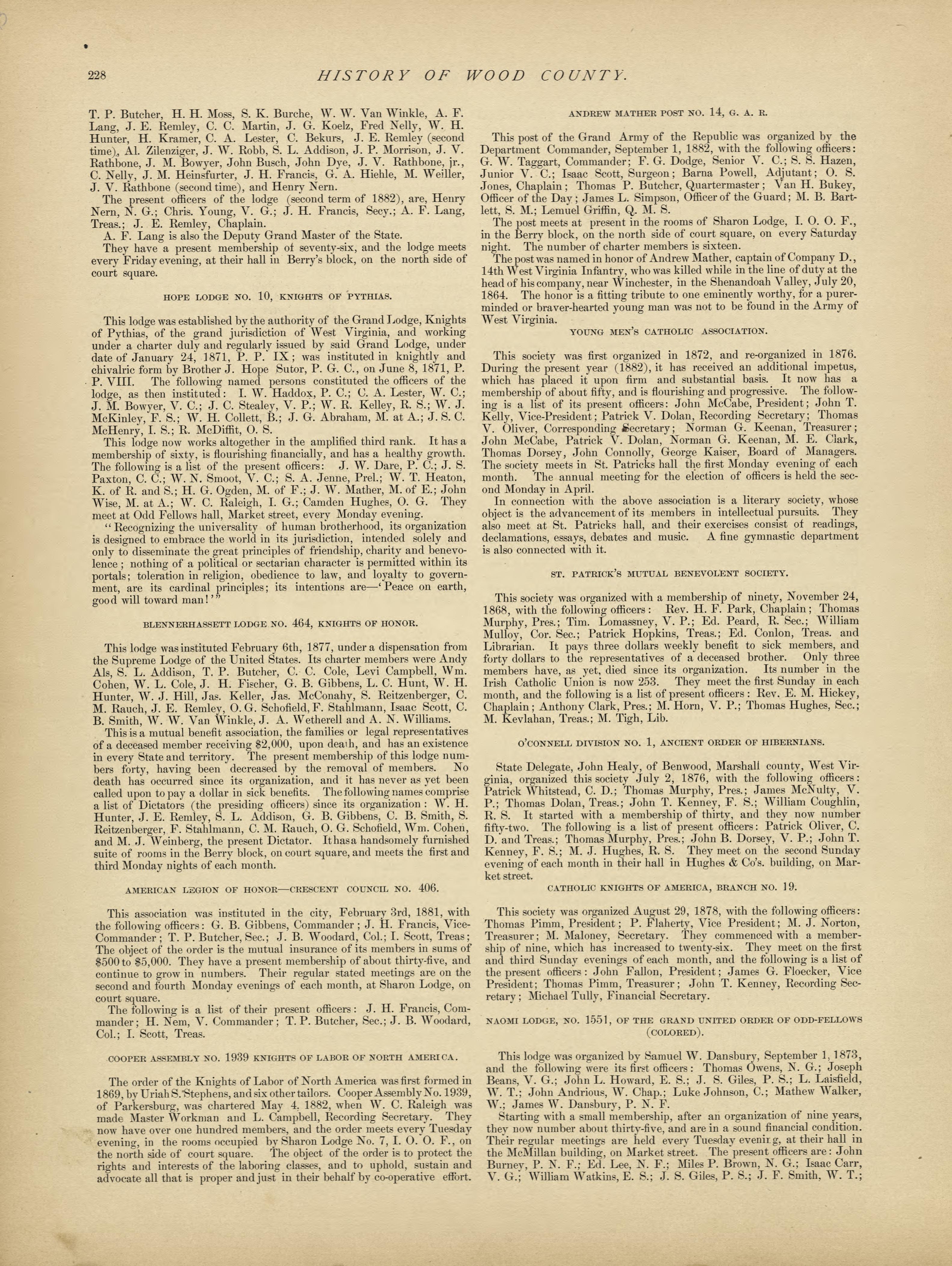 This old map of Pleasants County, , West Virginia, Wood County was created by H.H. Hardesty (Firm) in 1882