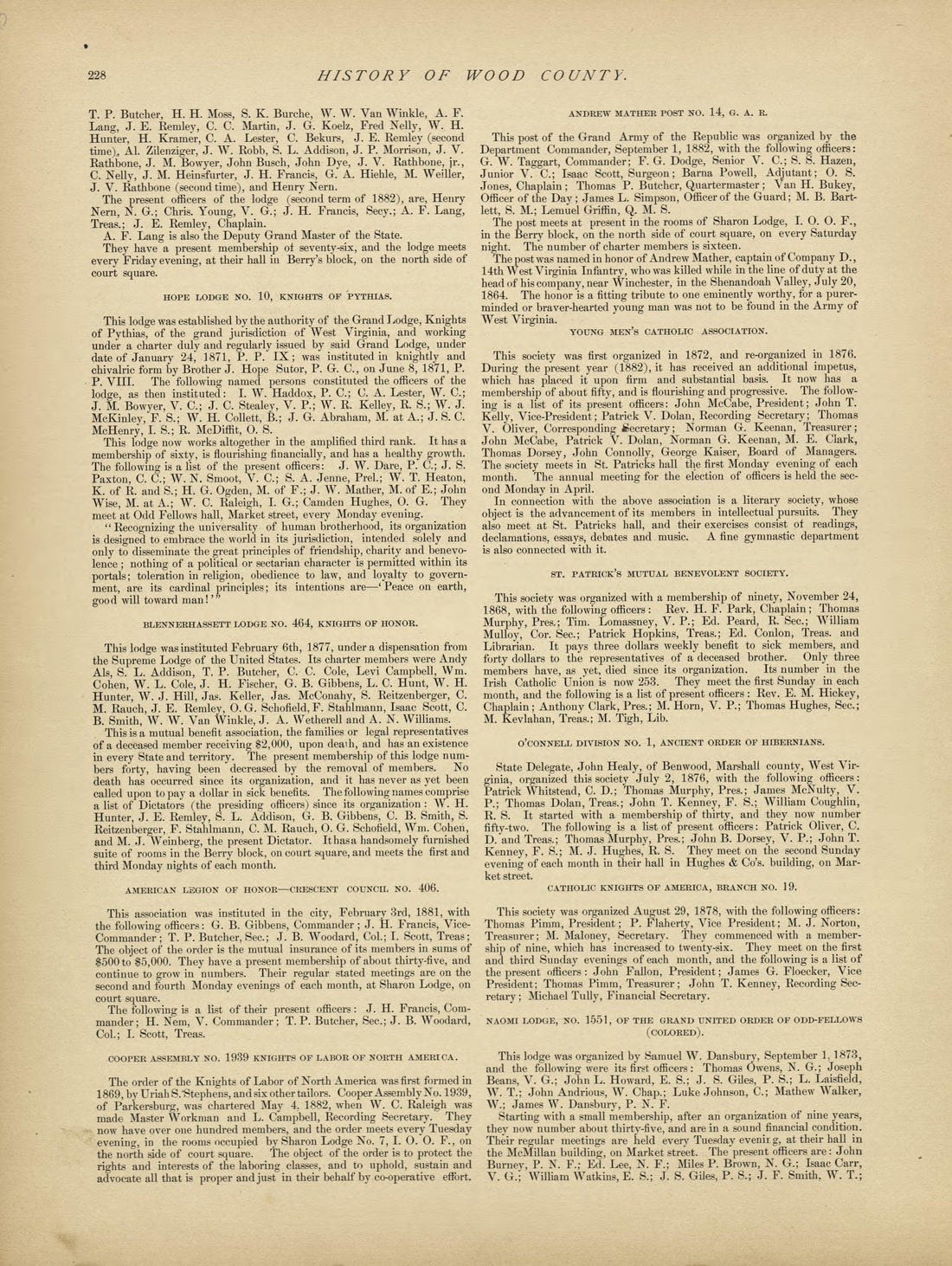 This old map of Pleasants County, , West Virginia, Wood County was created by H.H. Hardesty (Firm) in 1882