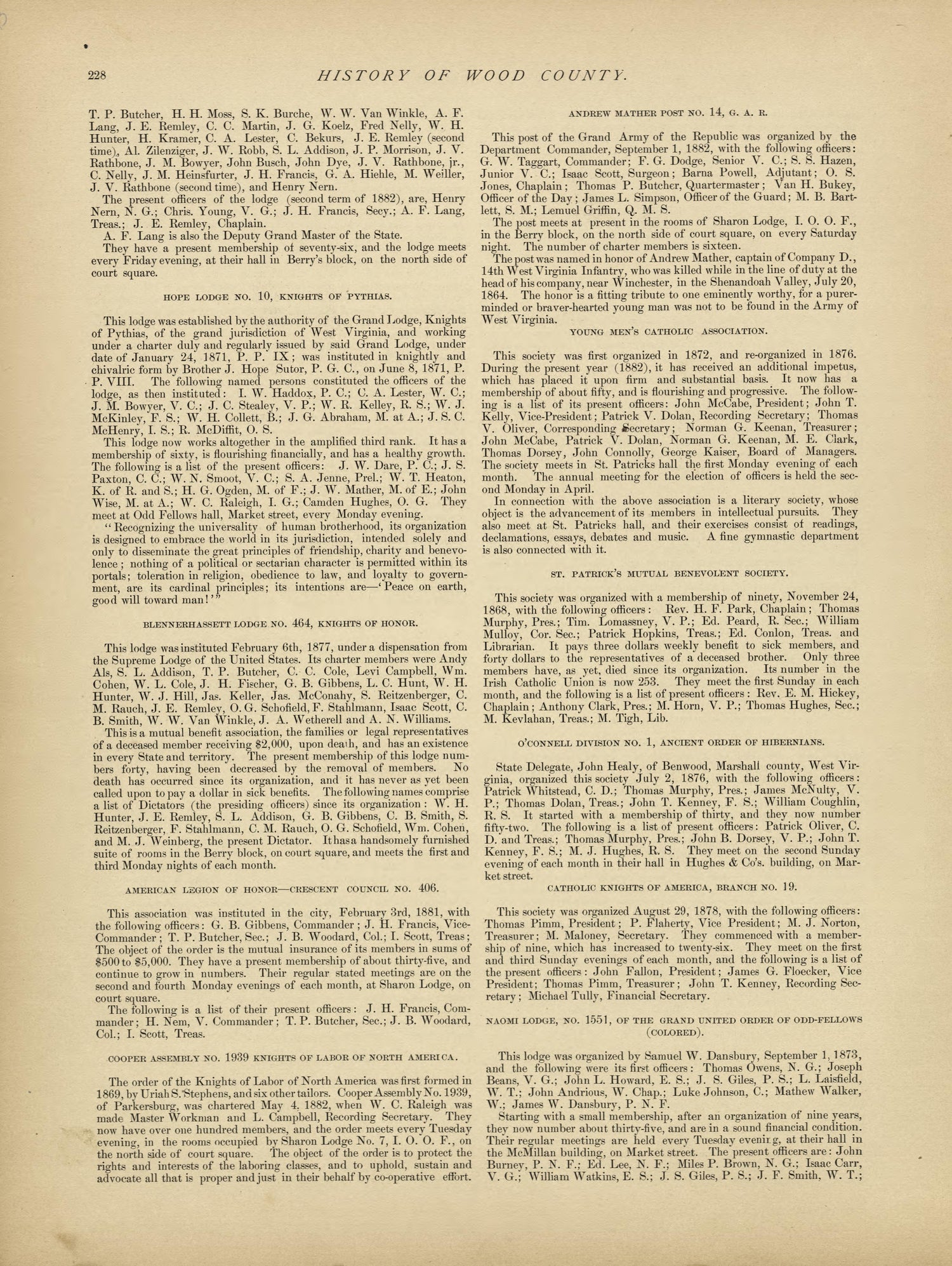 This old map of Pleasants County, , West Virginia, Wood County was created by H.H. Hardesty (Firm) in 1882