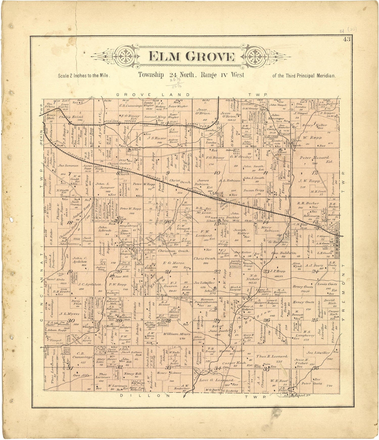 Elm Grove from Plat Book of Tazewell County, Illinois 1891 by Relic Map Company