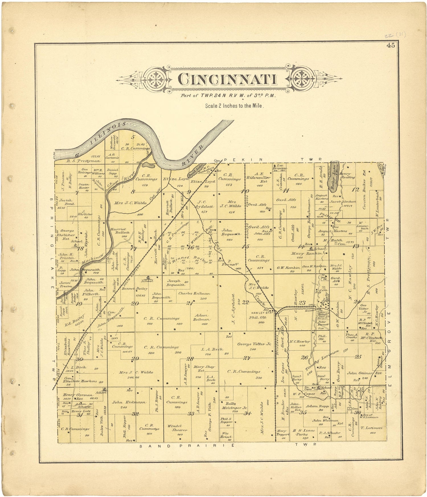 Cincinnati from Plat Book of Tazewell County, Illinois 1891 by Relic Map Company