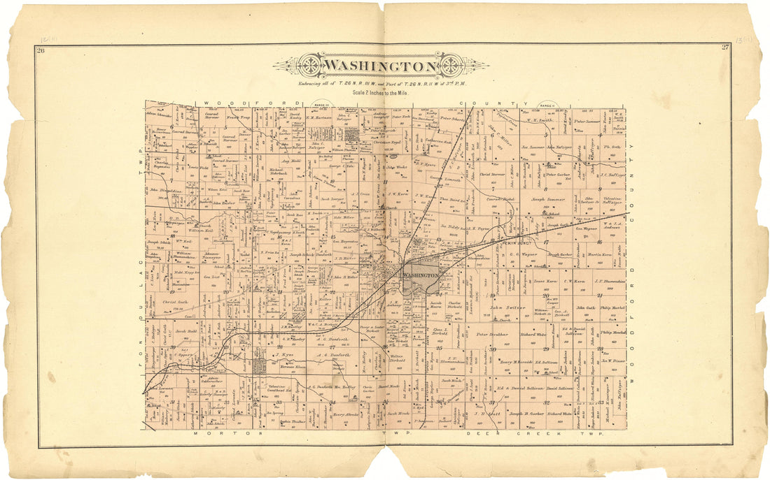 Washington from Plat Book of Tazewell County, Illinois 1891 by Relic Map Company