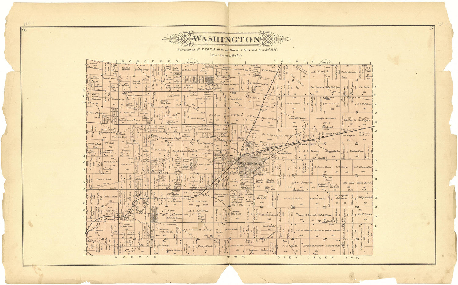 Washington from Plat Book of Tazewell County, Illinois 1891 by Relic Map Company