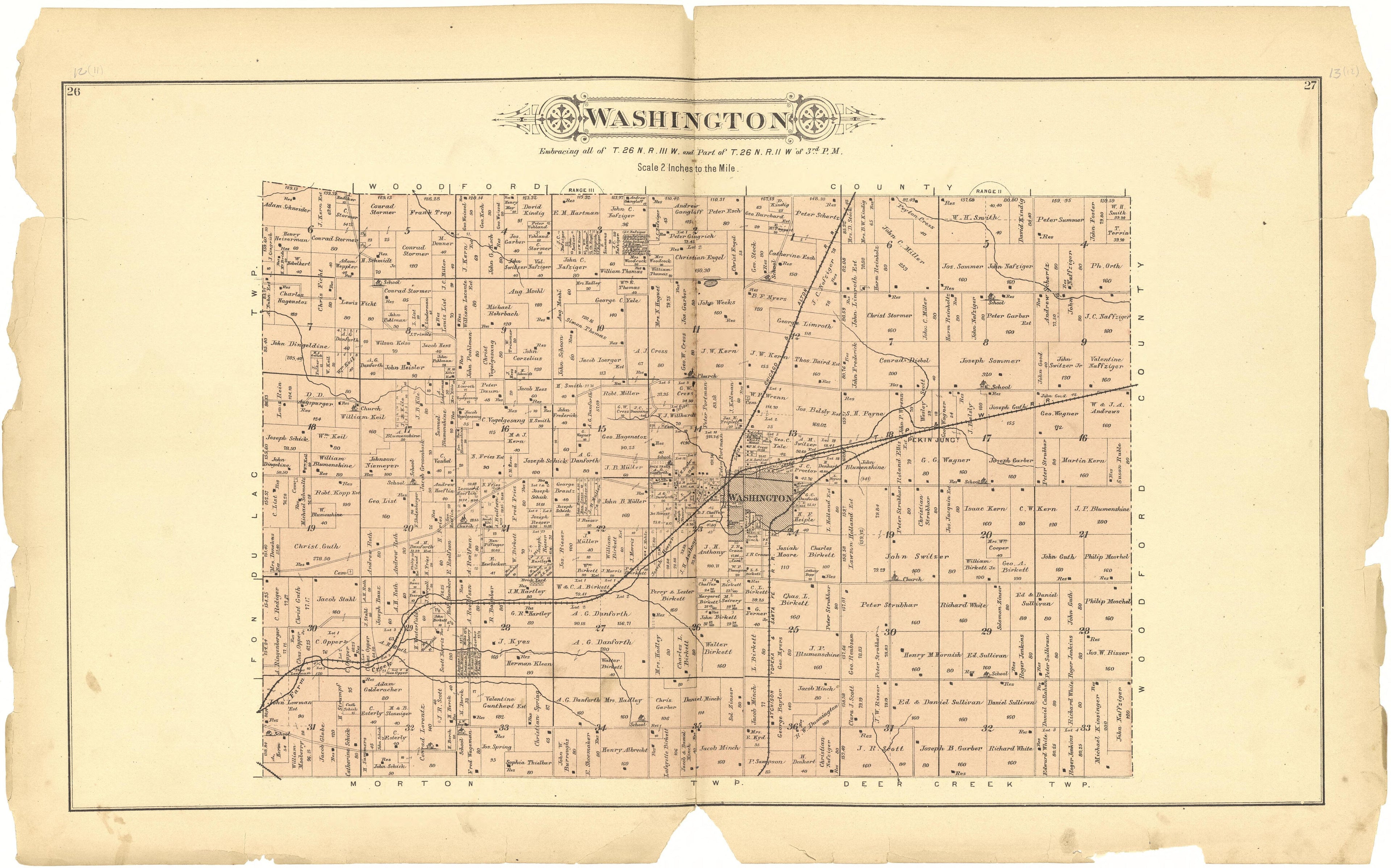 Washington from Plat Book of Tazewell County, Illinois 1891 by Relic Map Company