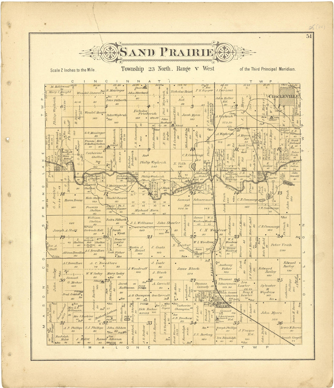 Sand Prairie from Plat Book of Tazewell County, Illinois 1891 by Relic Map Company