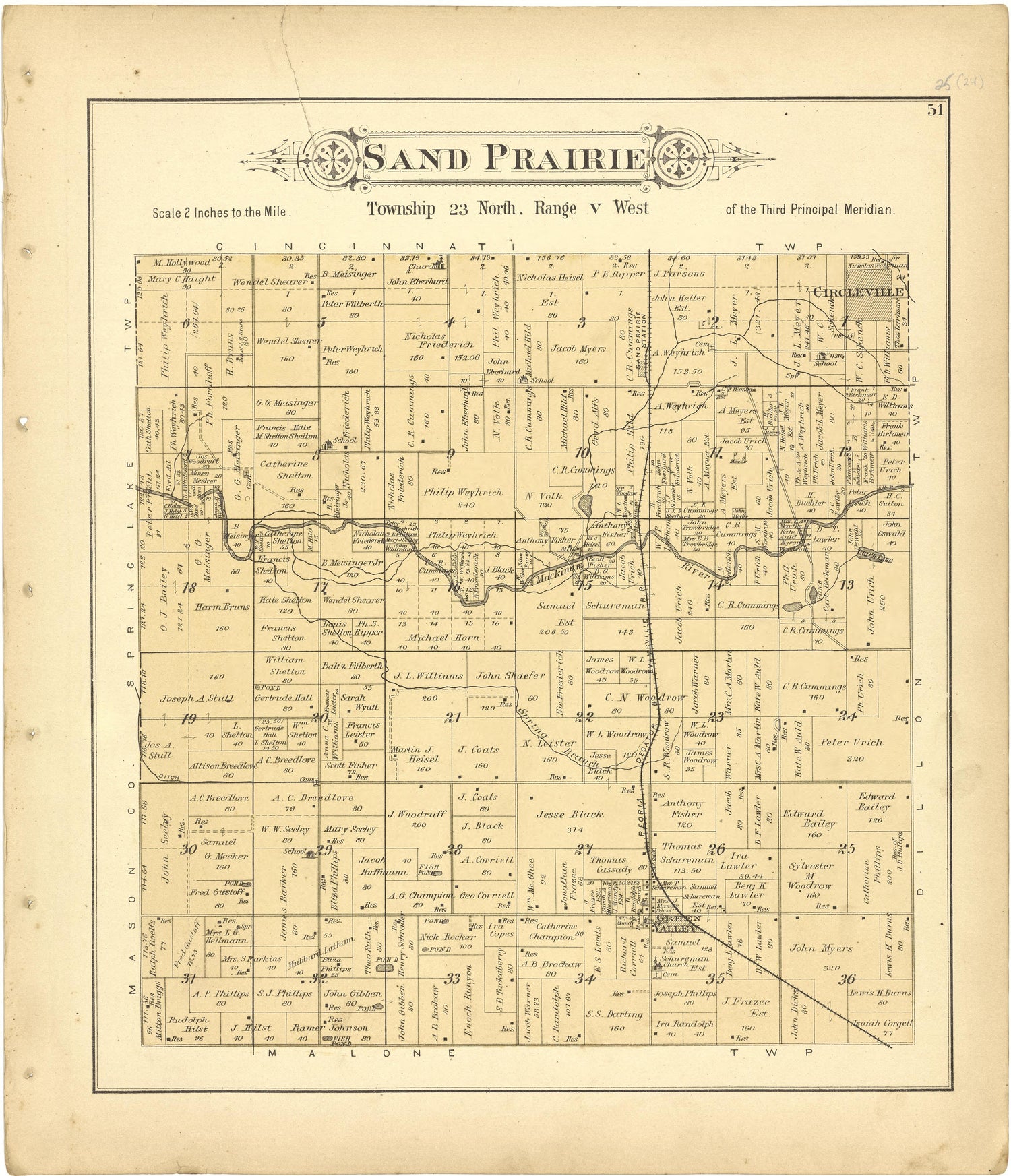 Sand Prairie from Plat Book of Tazewell County, Illinois 1891 by Relic Map Company