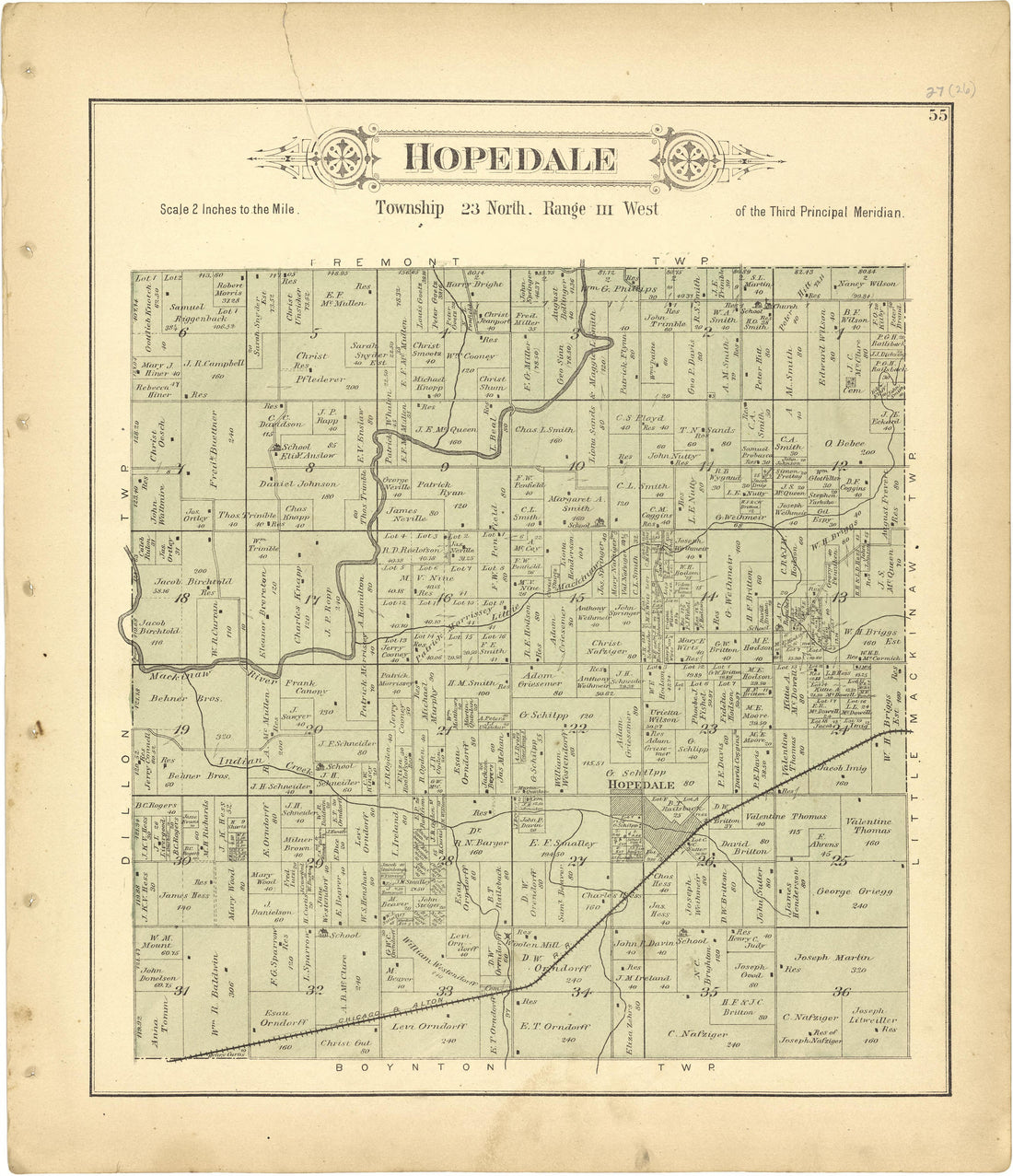 Hopedale from Plat Book of Tazewell County, Illinois 1891 by Relic Map Company