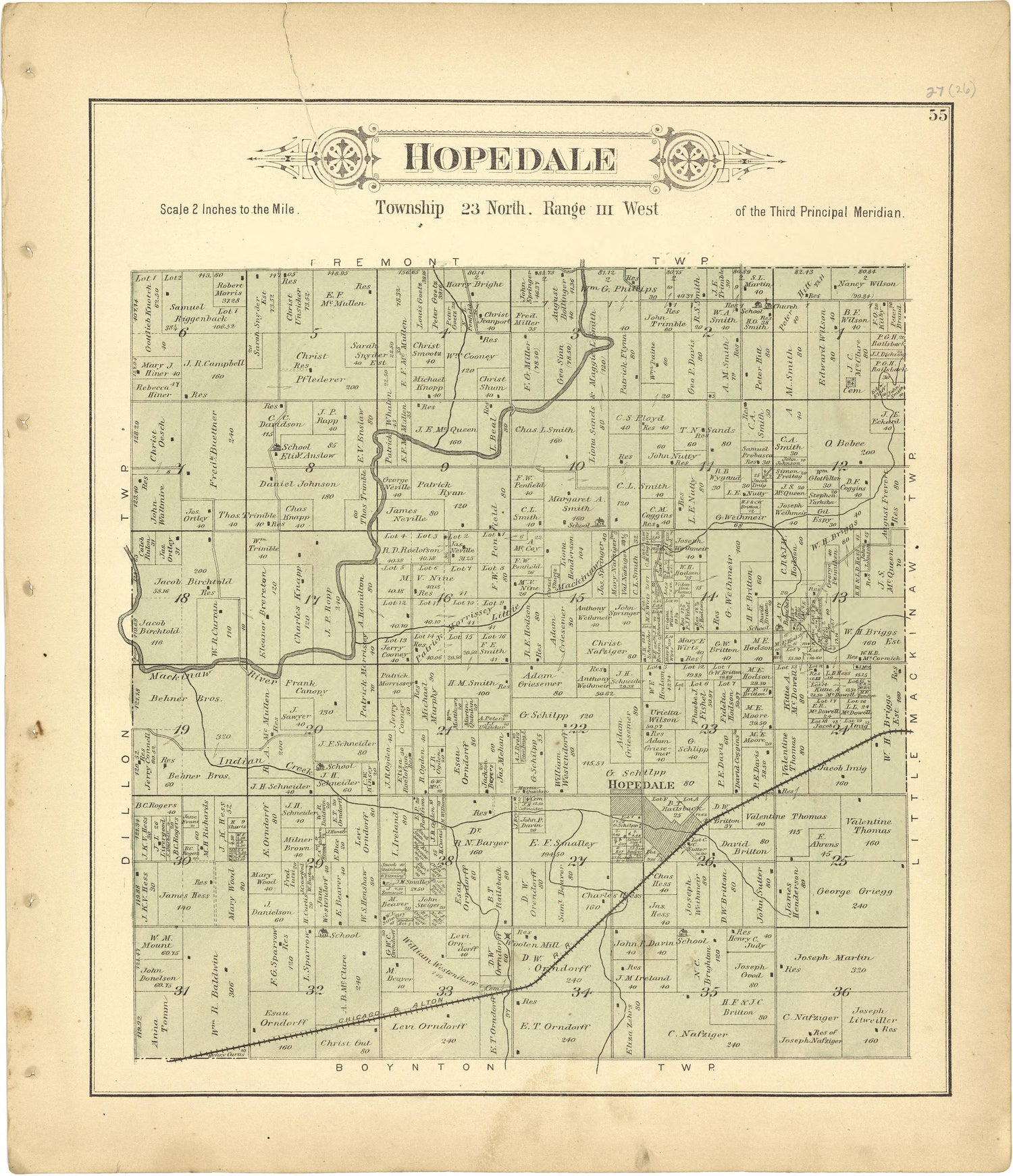 Hopedale from Plat Book of Tazewell County, Illinois 1891 by Relic Map Company