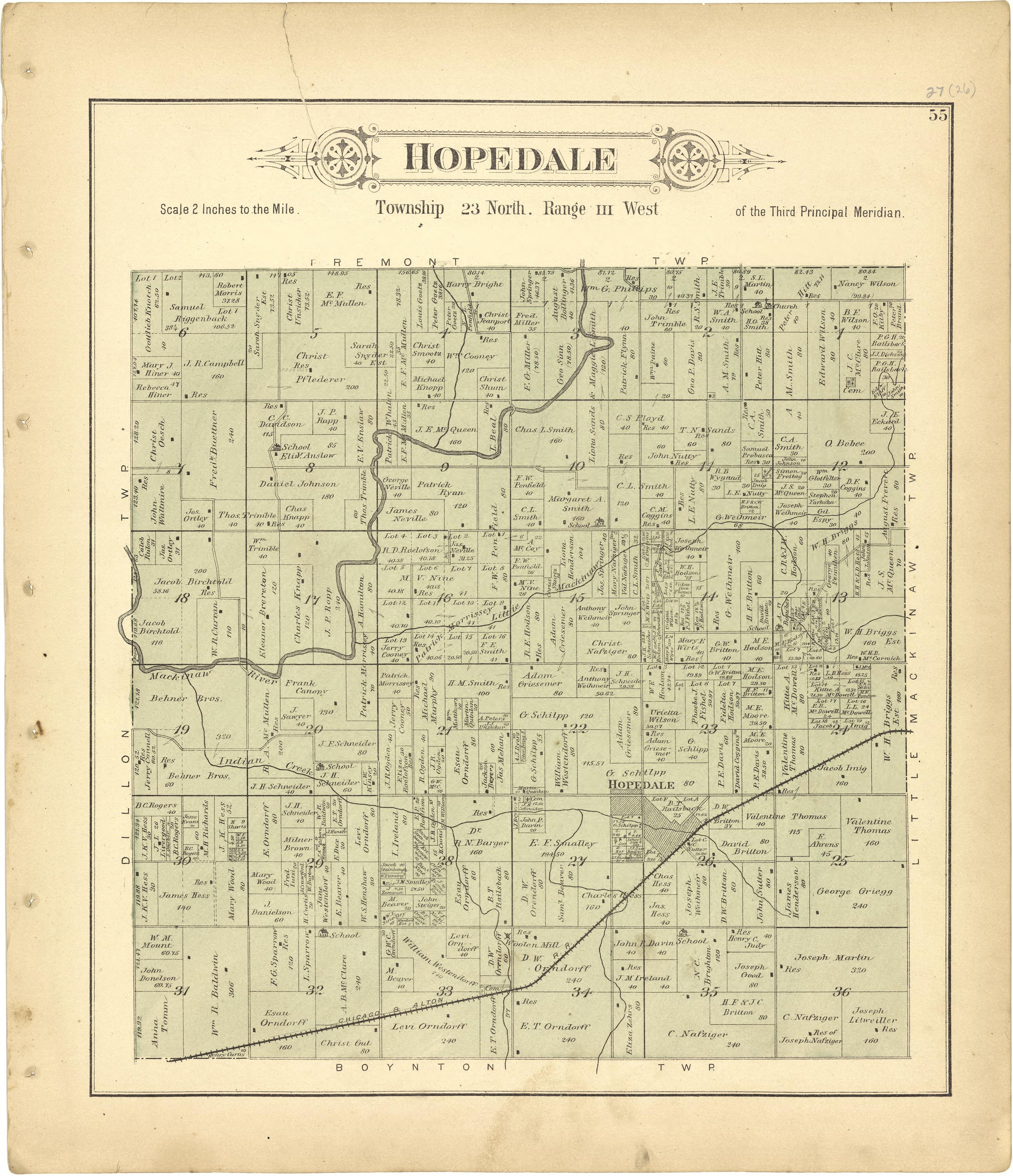 Hopedale from Plat Book of Tazewell County, Illinois 1891 by Relic Map Company