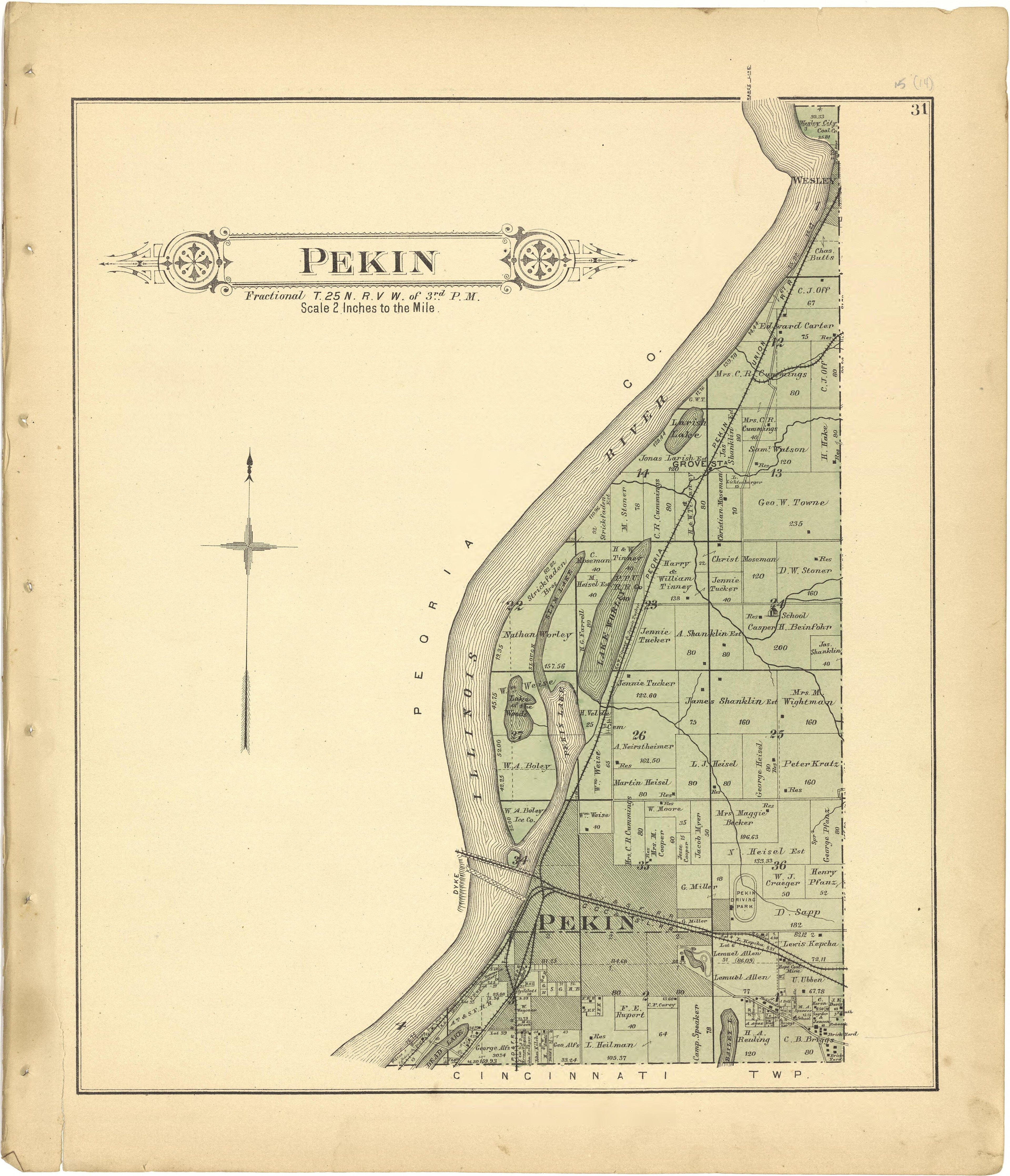 Pekin from Plat Book of Tazewell County, Illinois 1891 by Relic Map Company