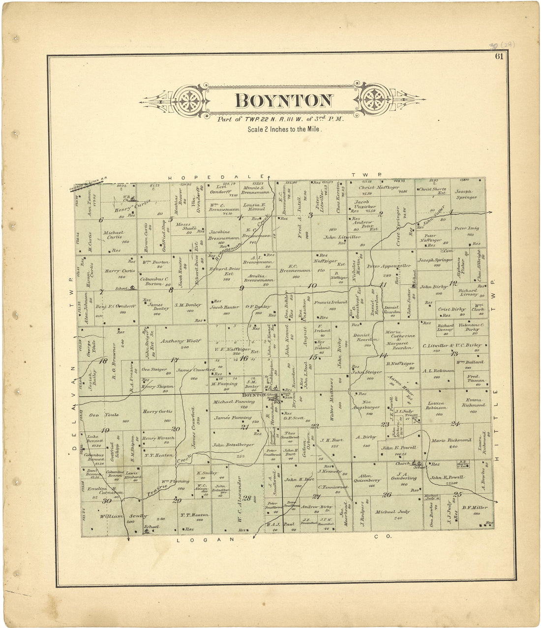 Boynton from Plat Book of Tazewell County, Illinois 1891 by Relic Map Company