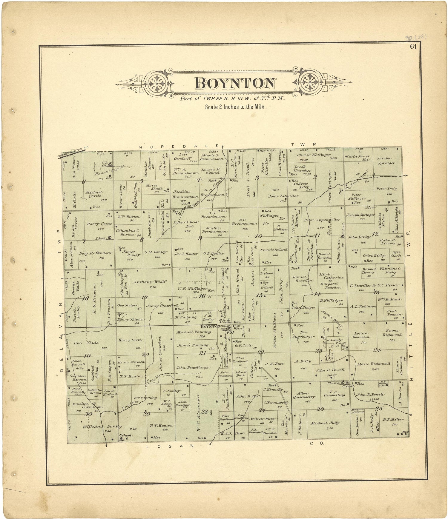 Boynton from Plat Book of Tazewell County, Illinois 1891 by Relic Map Company