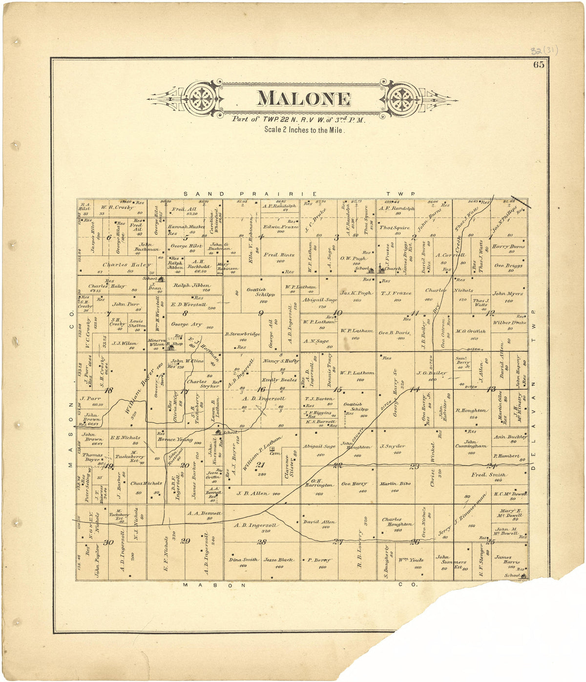 Malone from Plat Book of Tazewell County, Illinois 1891 by Relic Map Company