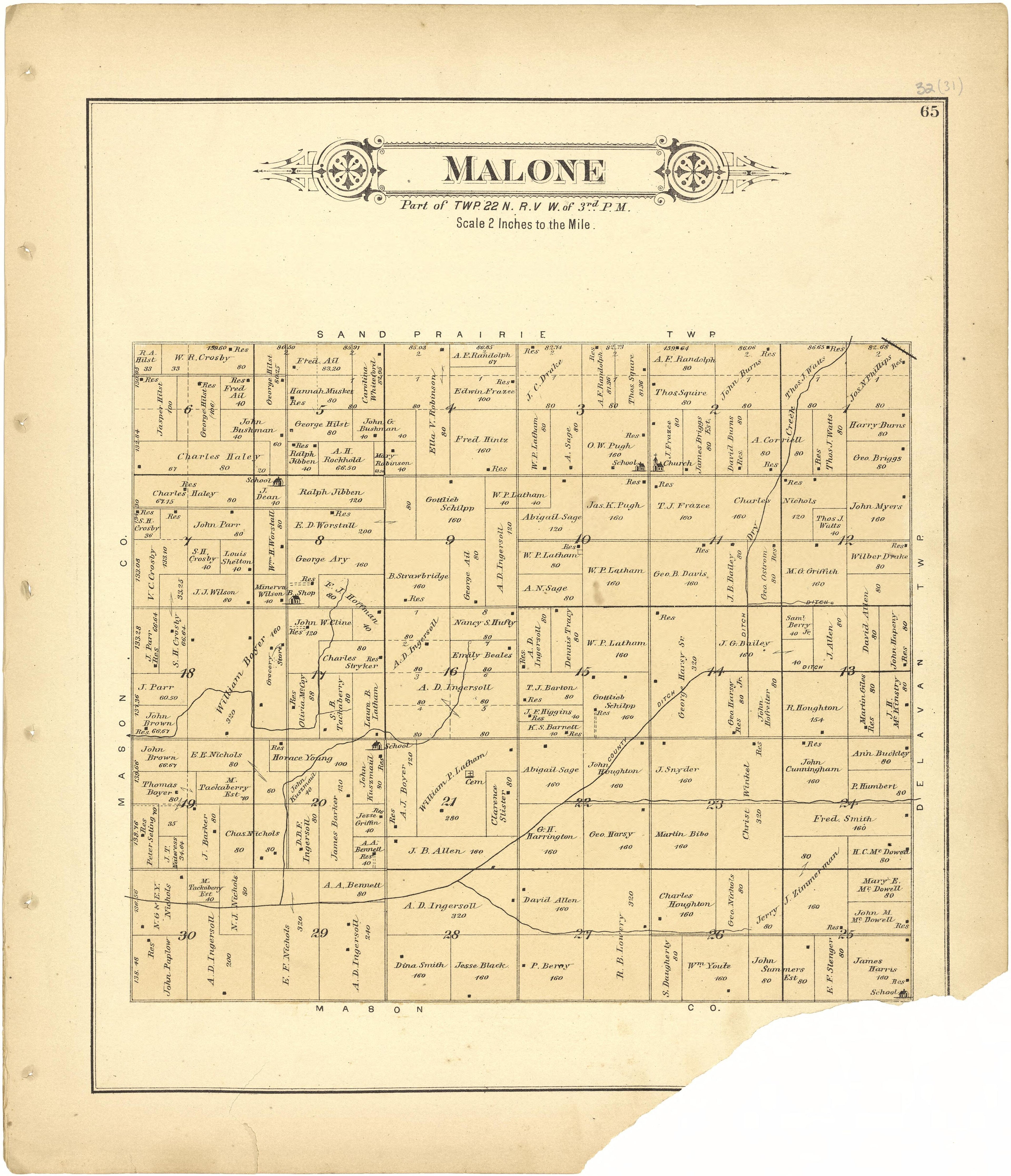 Malone from Plat Book of Tazewell County, Illinois 1891 by Relic Map Company