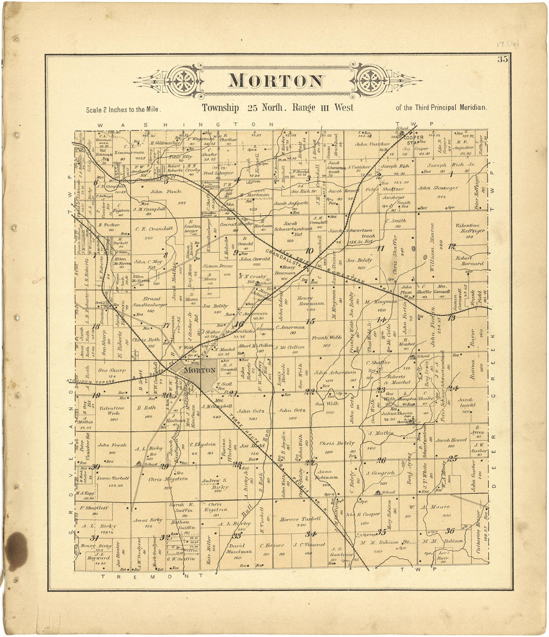 Morton from Plat Book of Tazewell County, Illinois 1891 by Relic Map Company